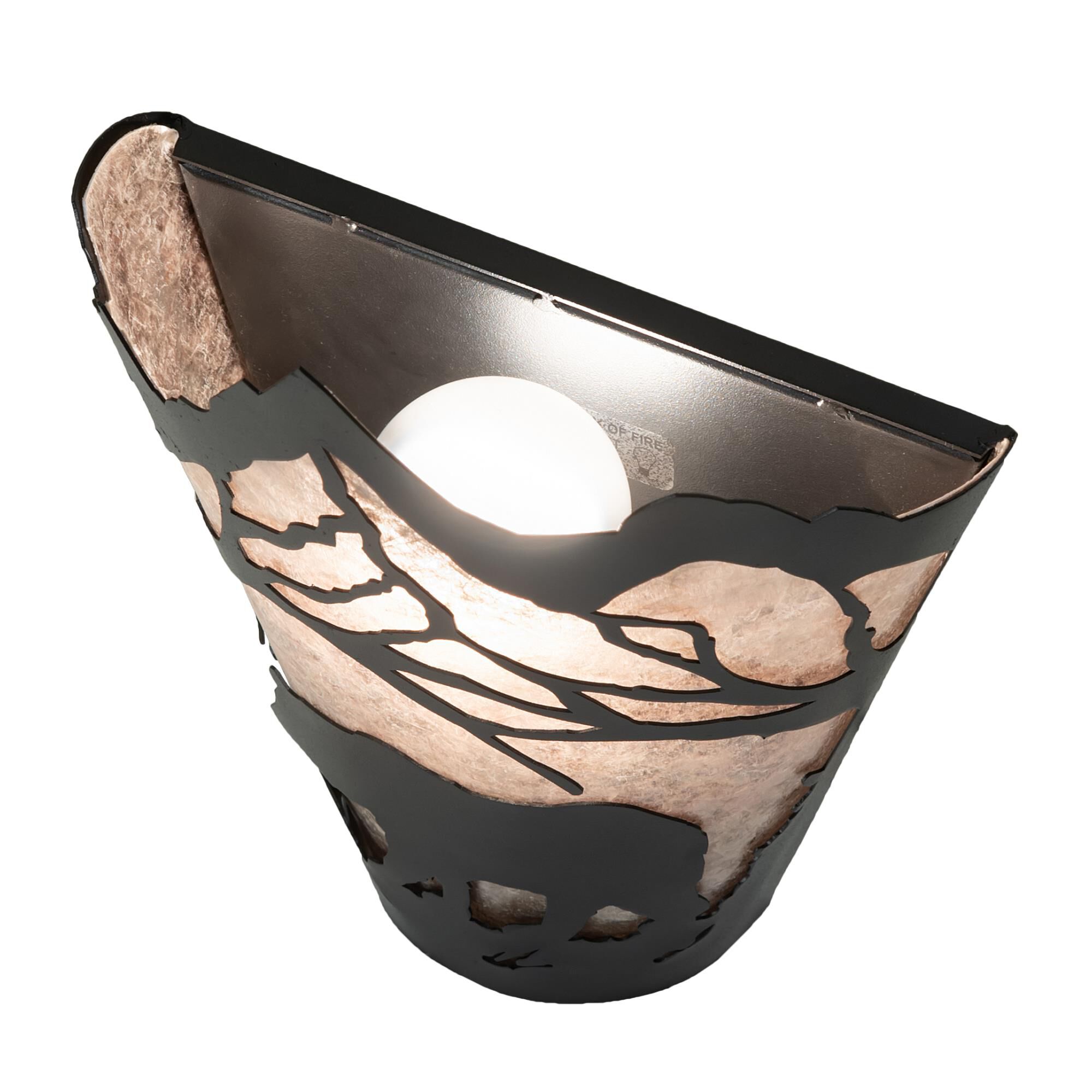 Shown with Black Metal Finish;Silver Mica glass