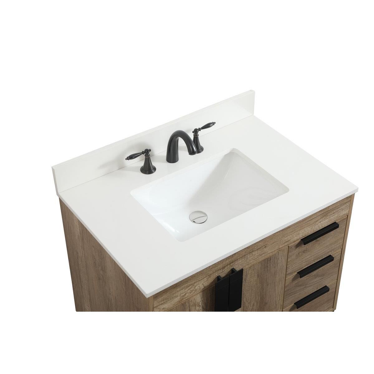 Shown in Natural Oak finish and With Backsplash accent