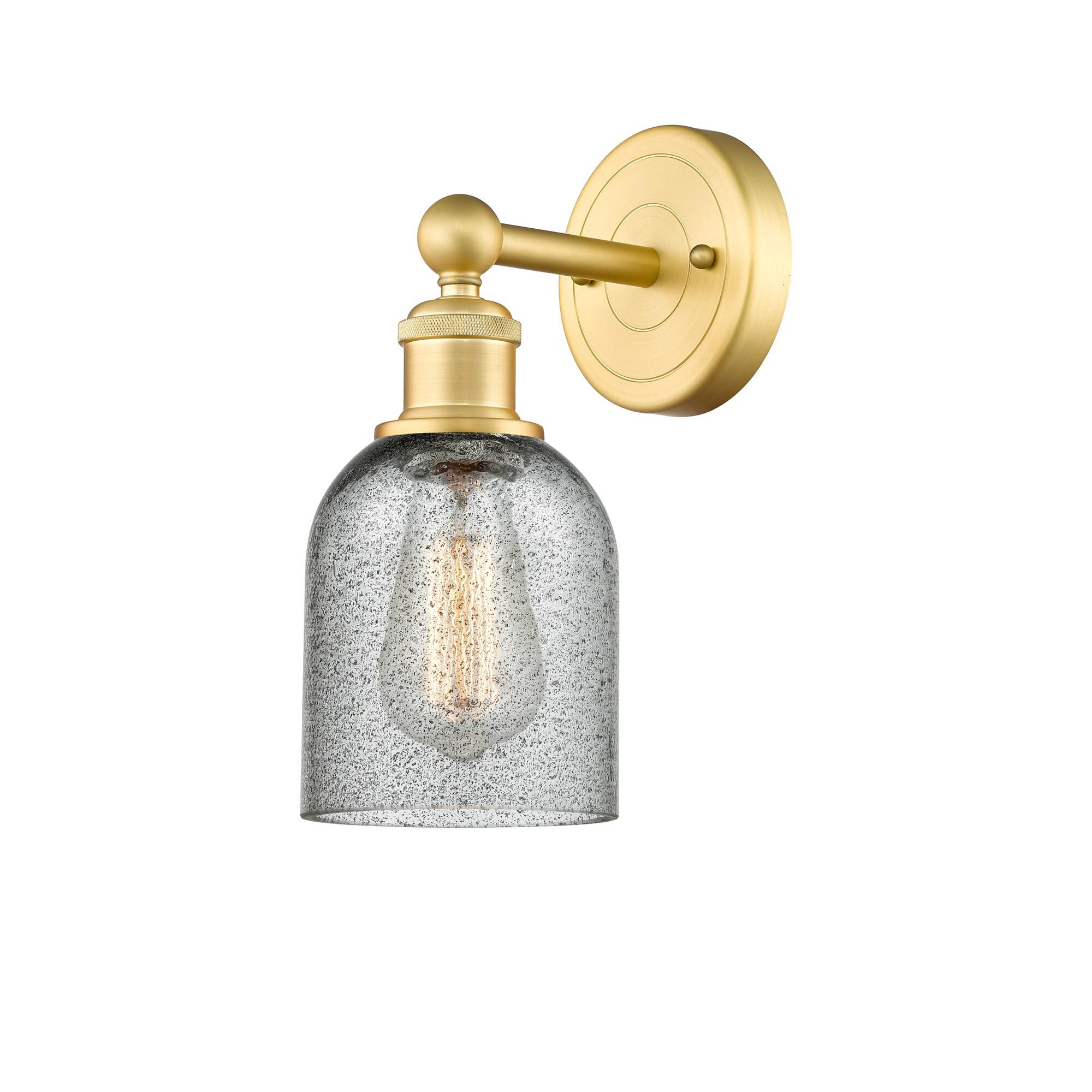 Shown in Satin Gold finish and Charcoal glass