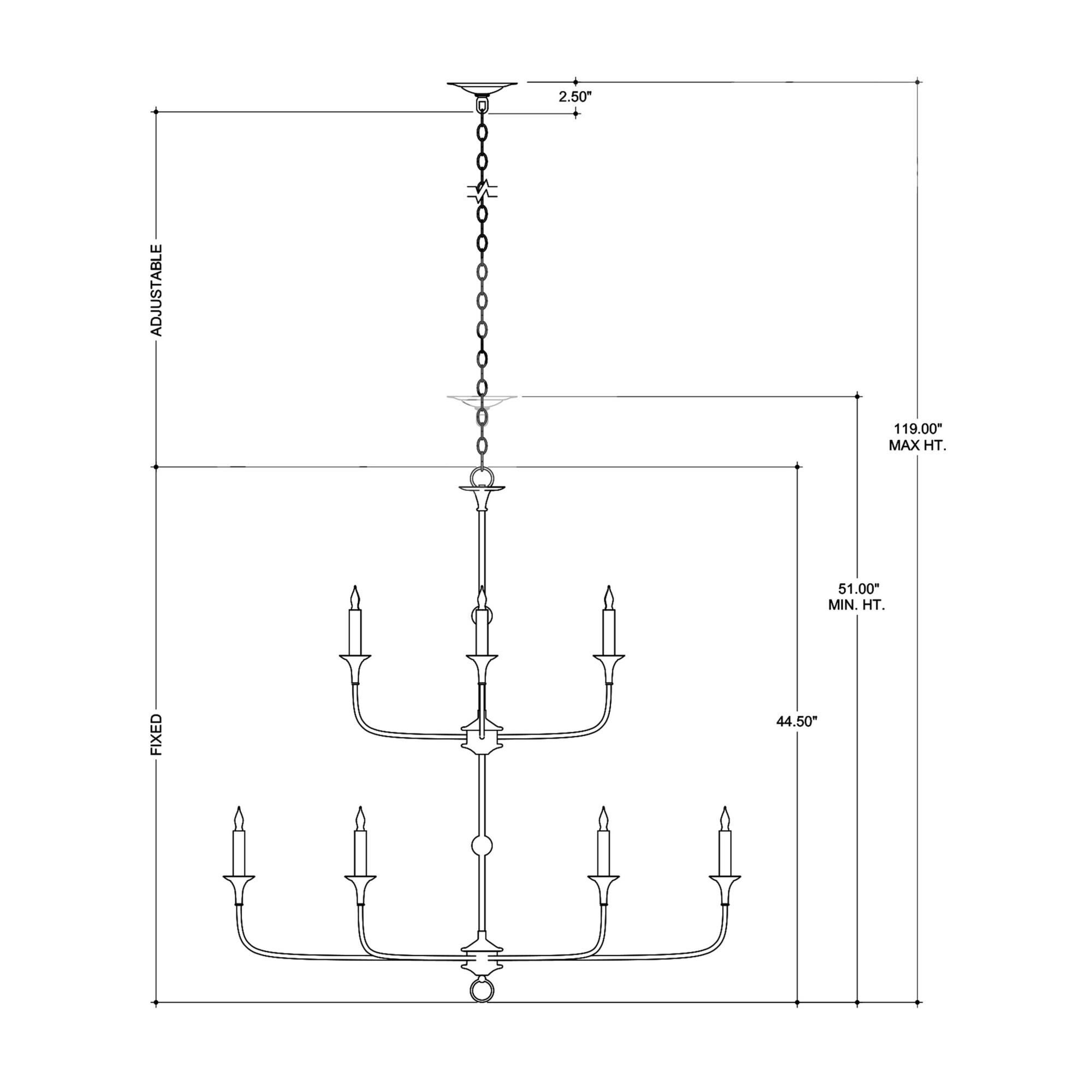 Nottaway 44 Inch Chandelier by Currey and Company
