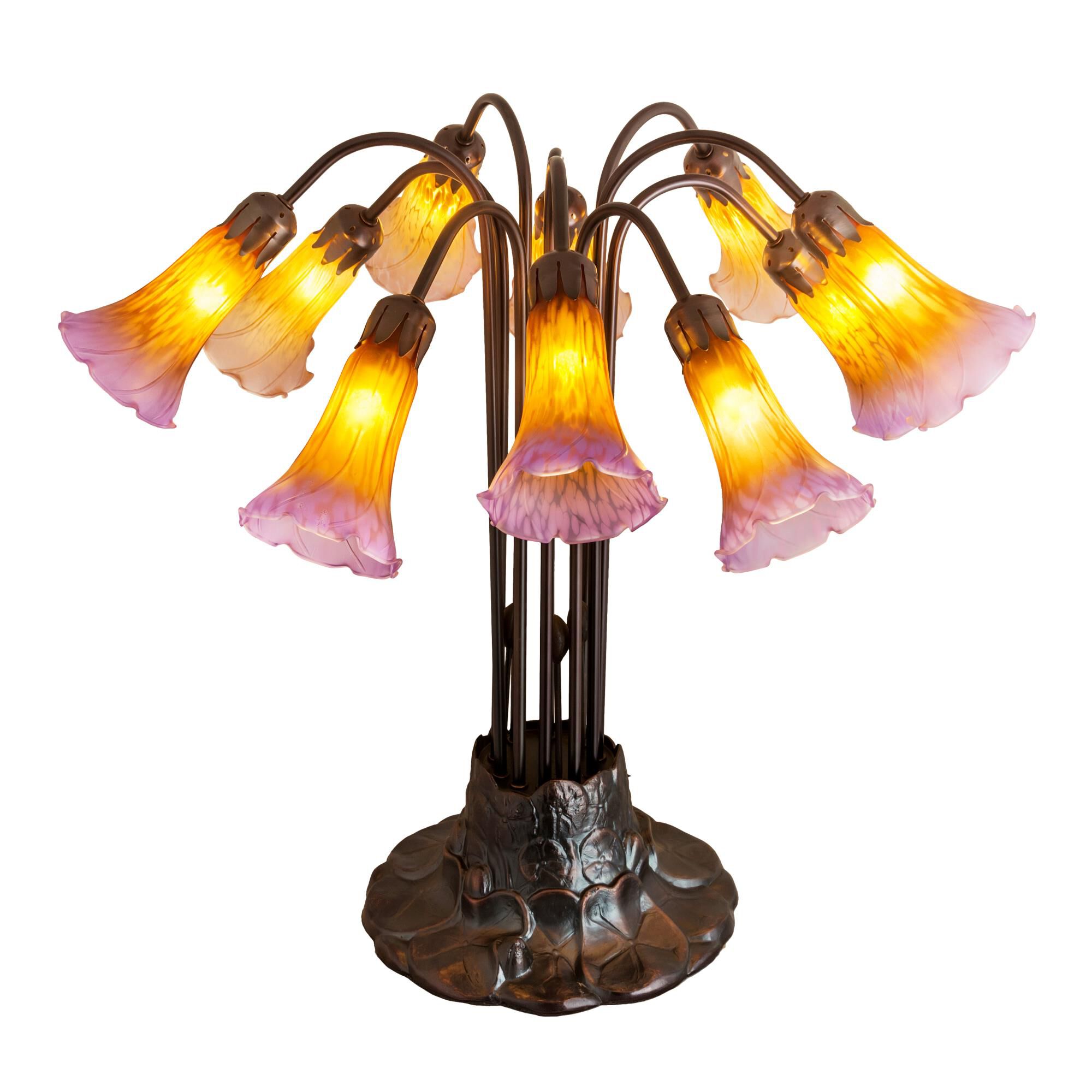 Amber And Purple Pond Lily 22 Inch Table Lamp by Meyda Lighting