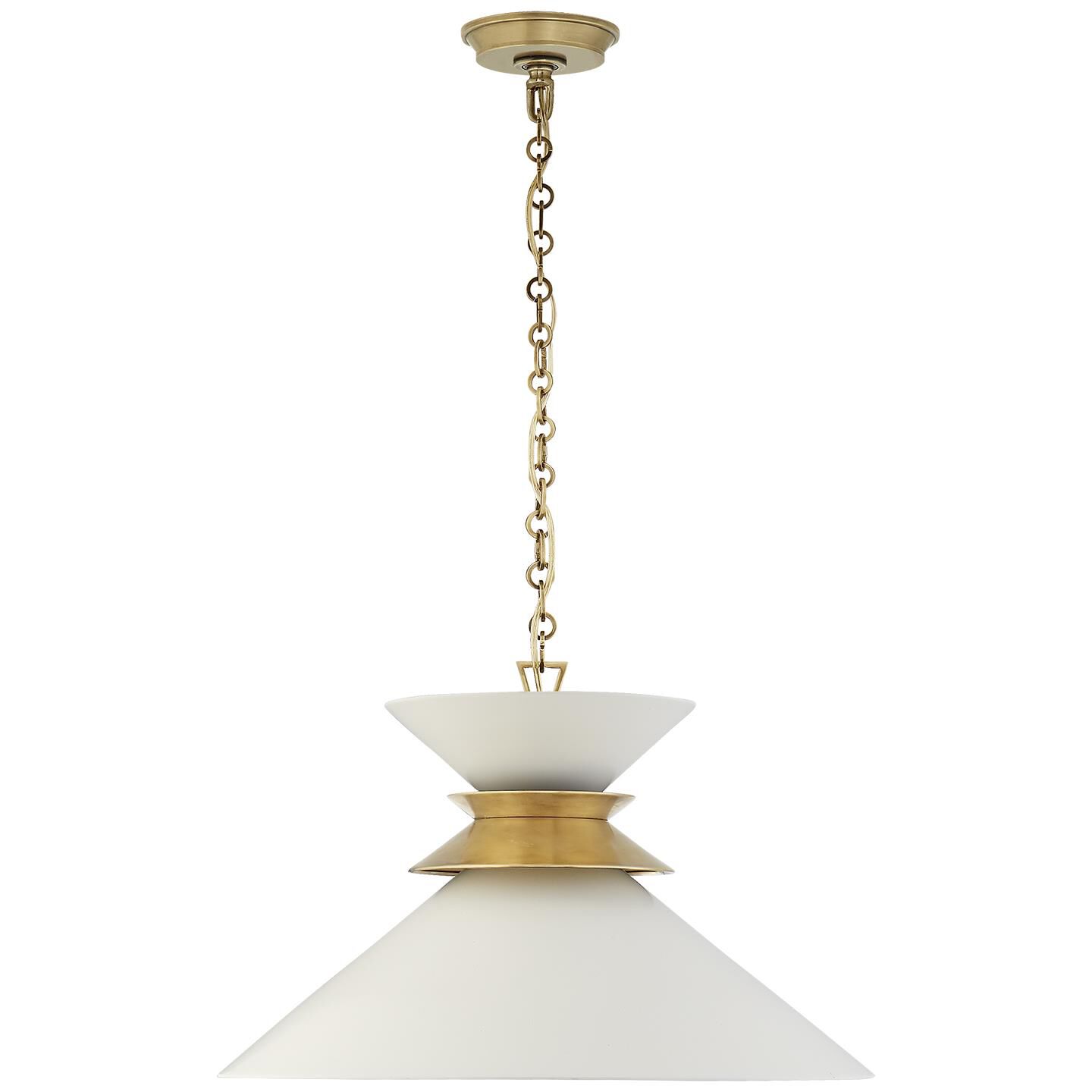 Shown in Antique Burnished Brass finish and Matte White shade