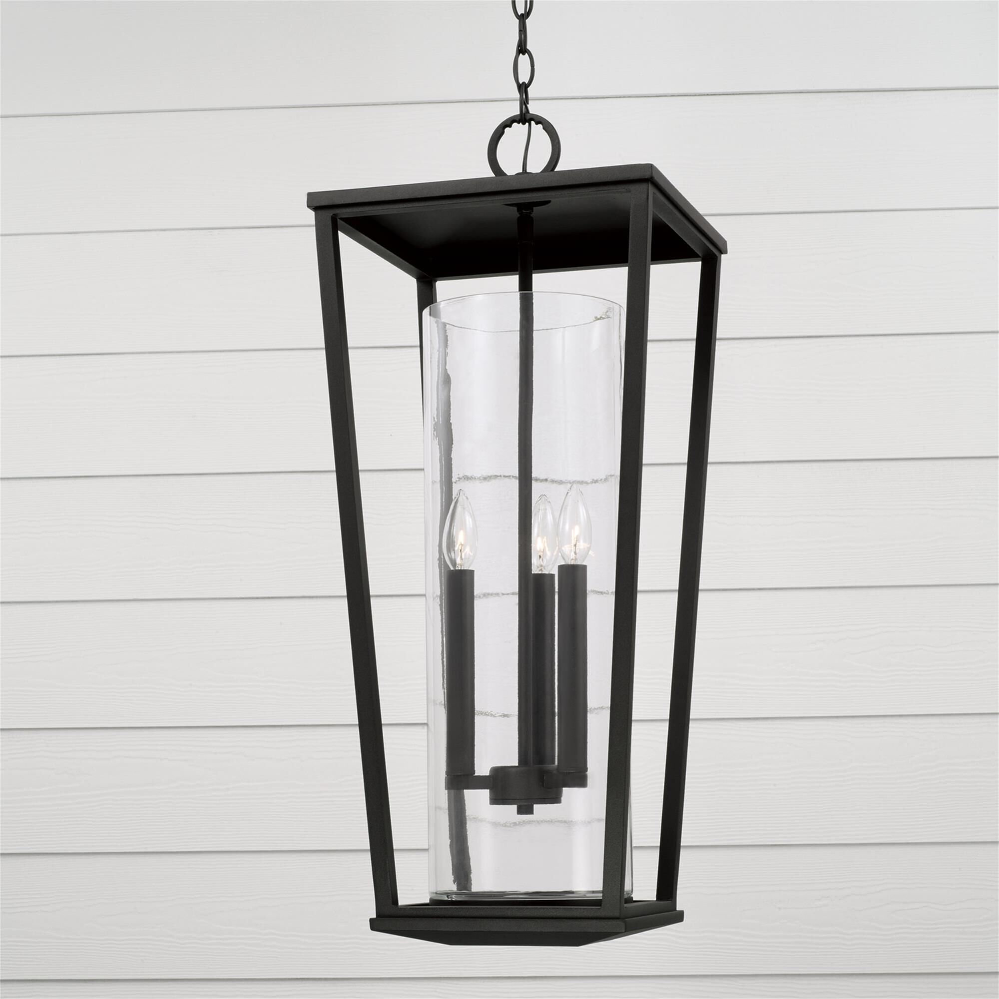 Shown in Black finish and Clear glass