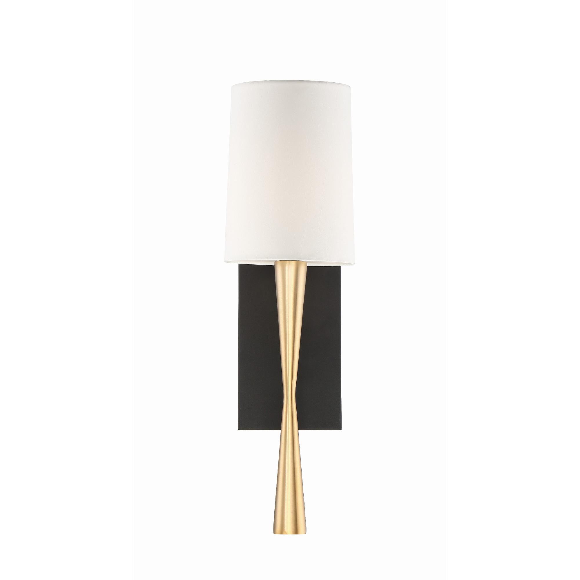 Shown in Antique Brass-Black Forged finish and White Silk shade