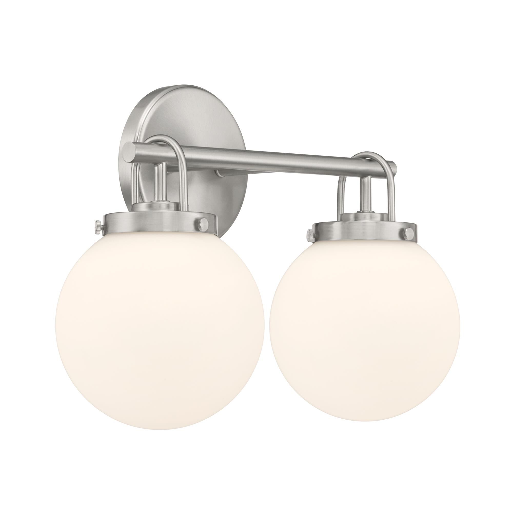 Shown in Brushed Nickel finish and Etched White glass