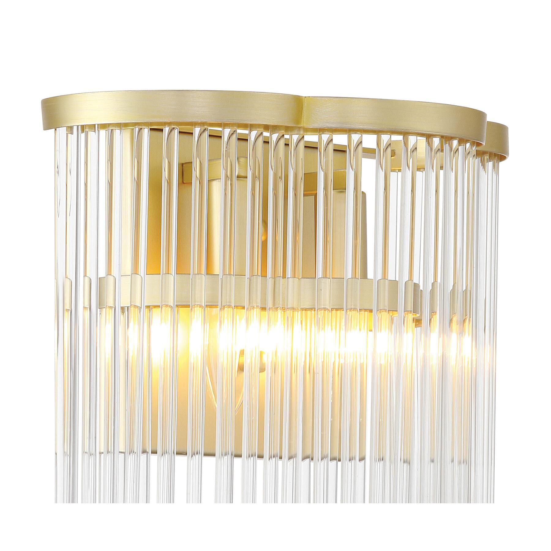 Shown in Heirloom Brass finish and Clear glass