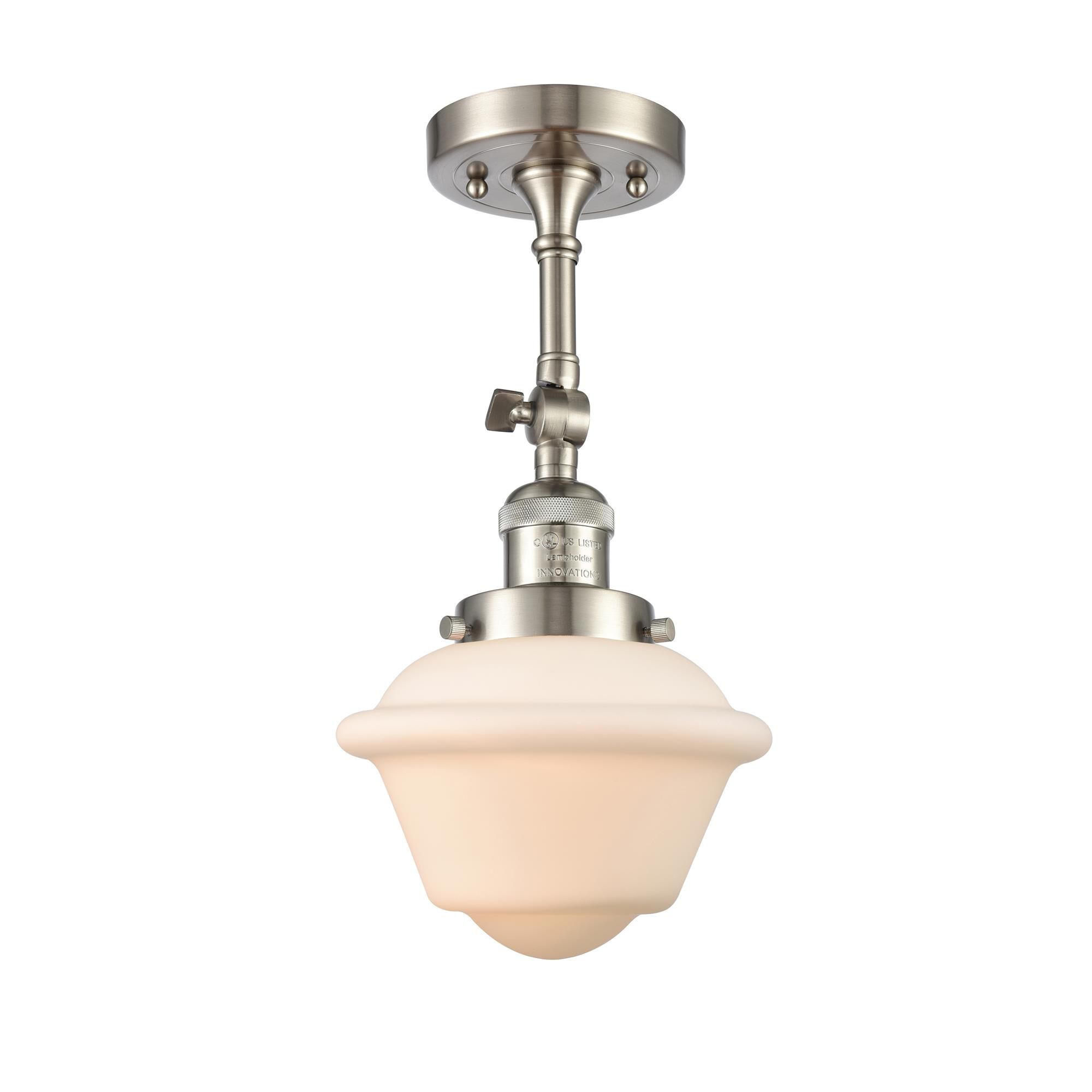 Shown in Brushed Satin Nickel finish and Matte White Cased glass