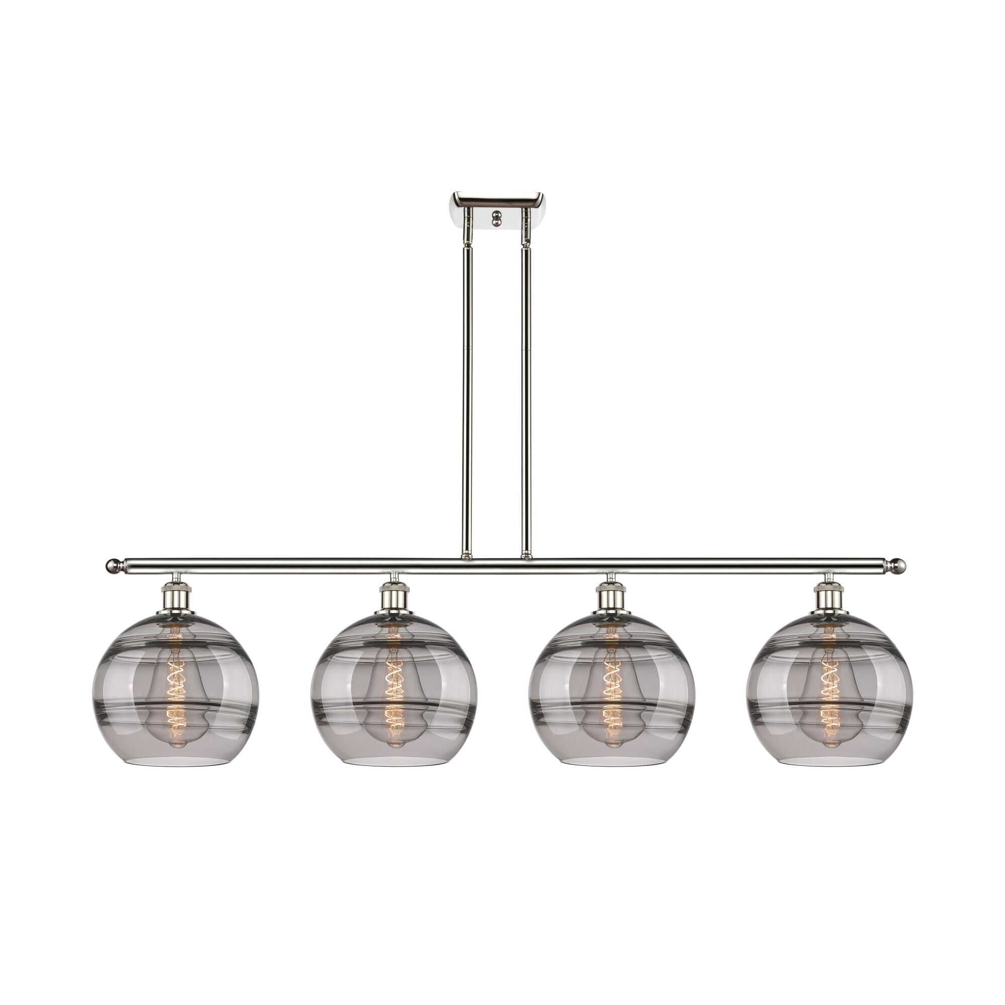 Shown in Polished Nickel finish and Light Smoke glass