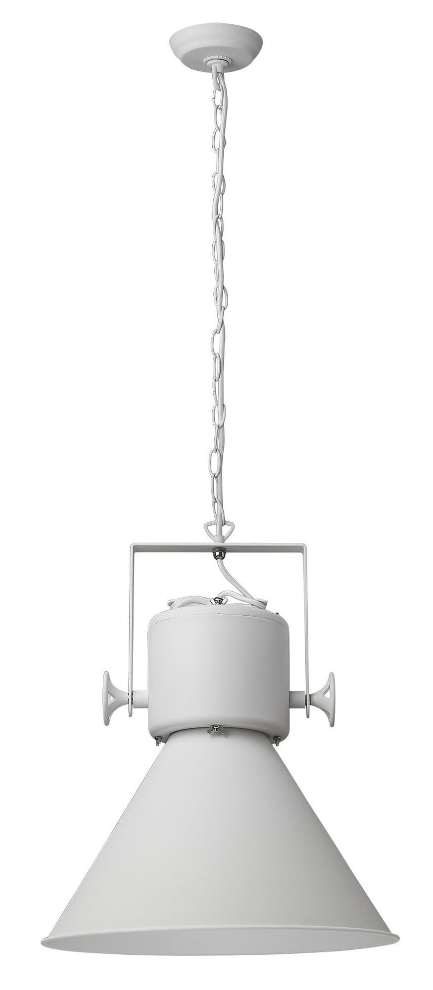 Shown in White finish and White glass and White Metal Cone Shaped  W/ White Interior shade