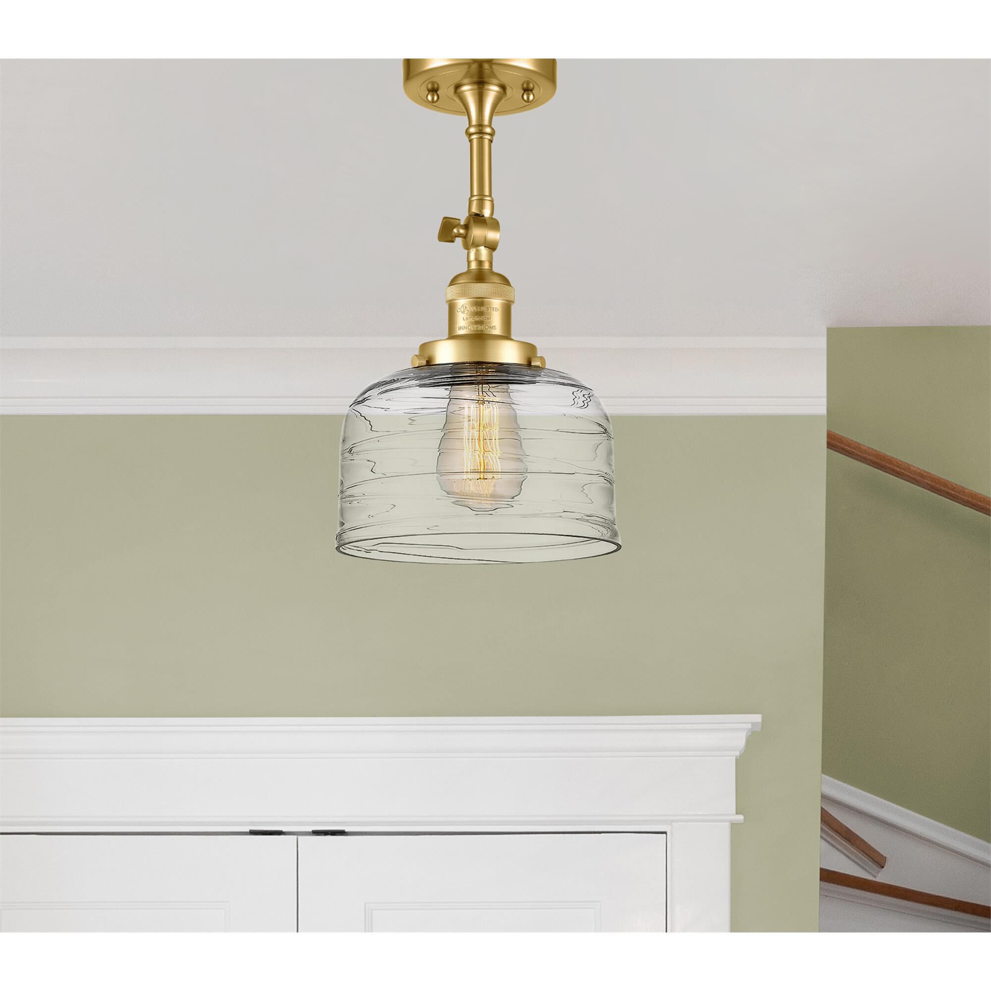 Shown in Satin Gold finish and Clear glass