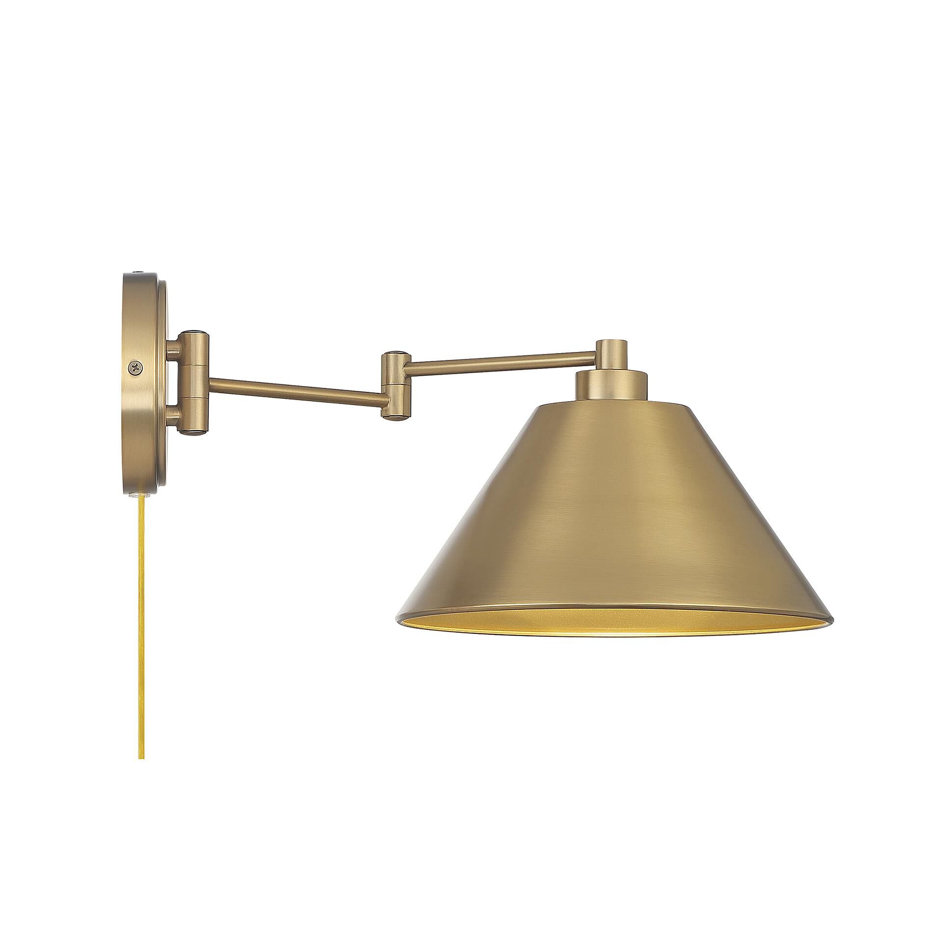 Shown in Natural Brass finish and Natural Brass Metal shade