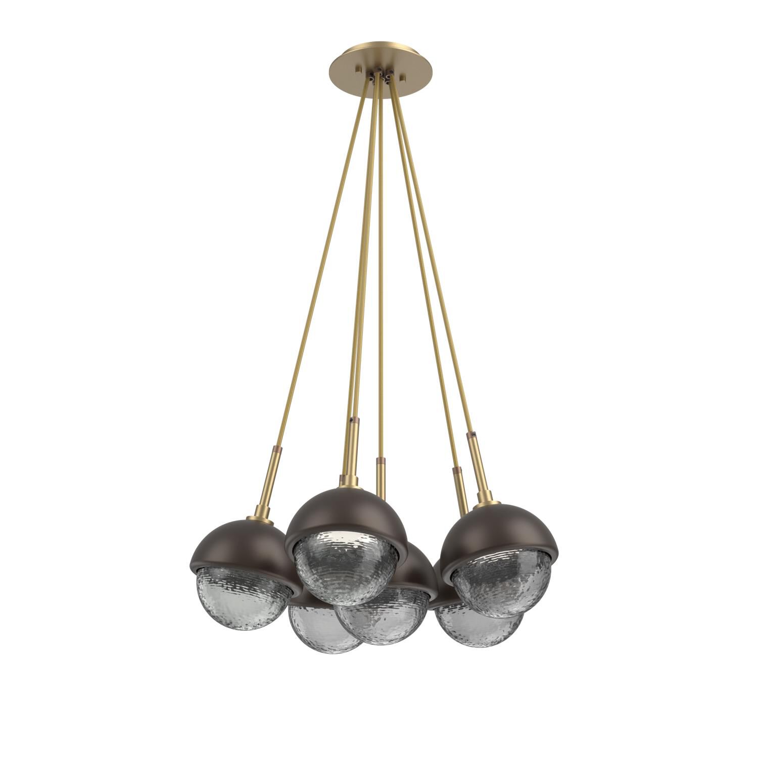 Shown in Gilded Brass finish and Smoke glass and Flat Bronze accent