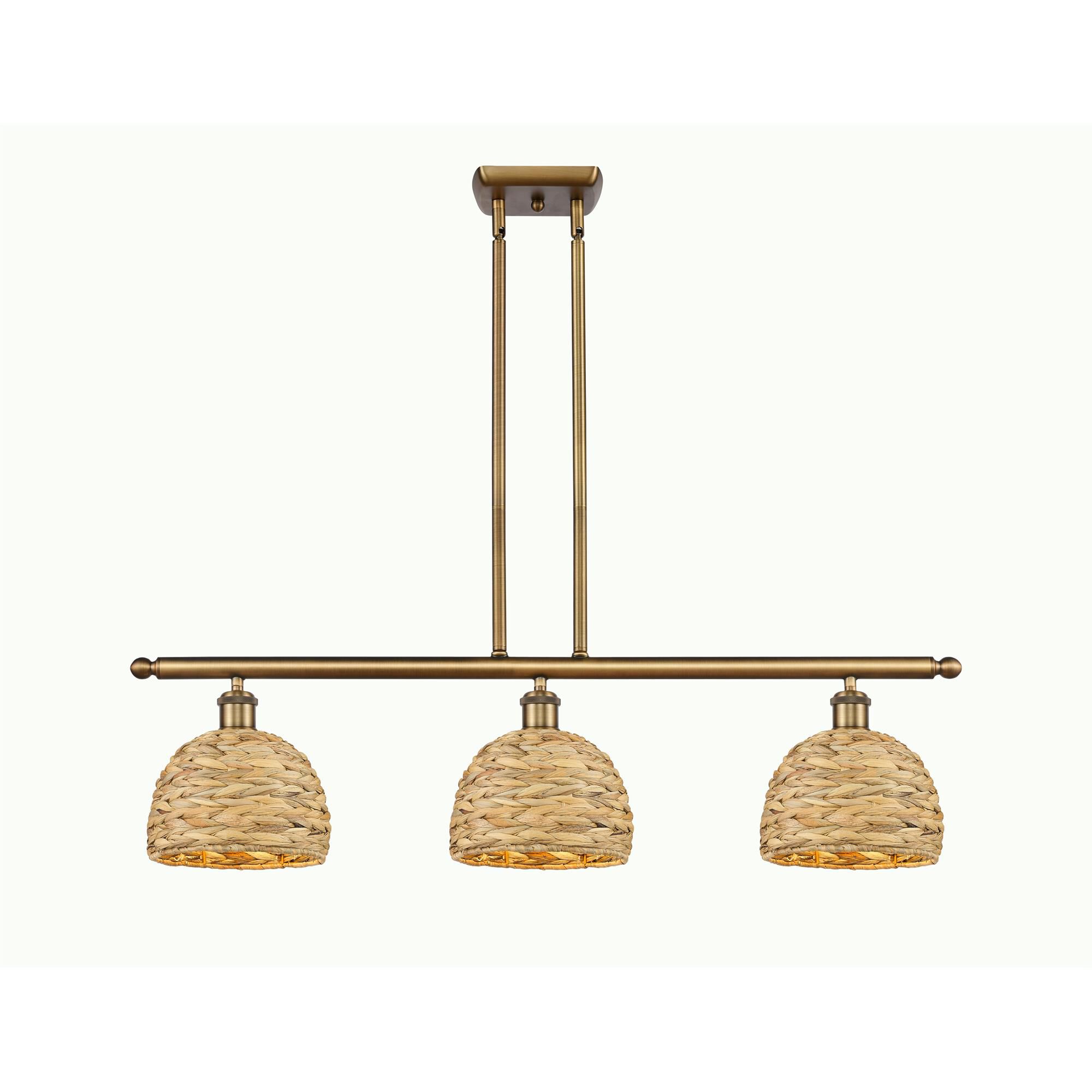 Shown in Brushed Brass finish and Natural shade