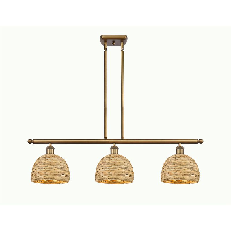 Bruno Marashlian Woven Rattan 36 Inch Linear Suspension Light by Innovations Lighting