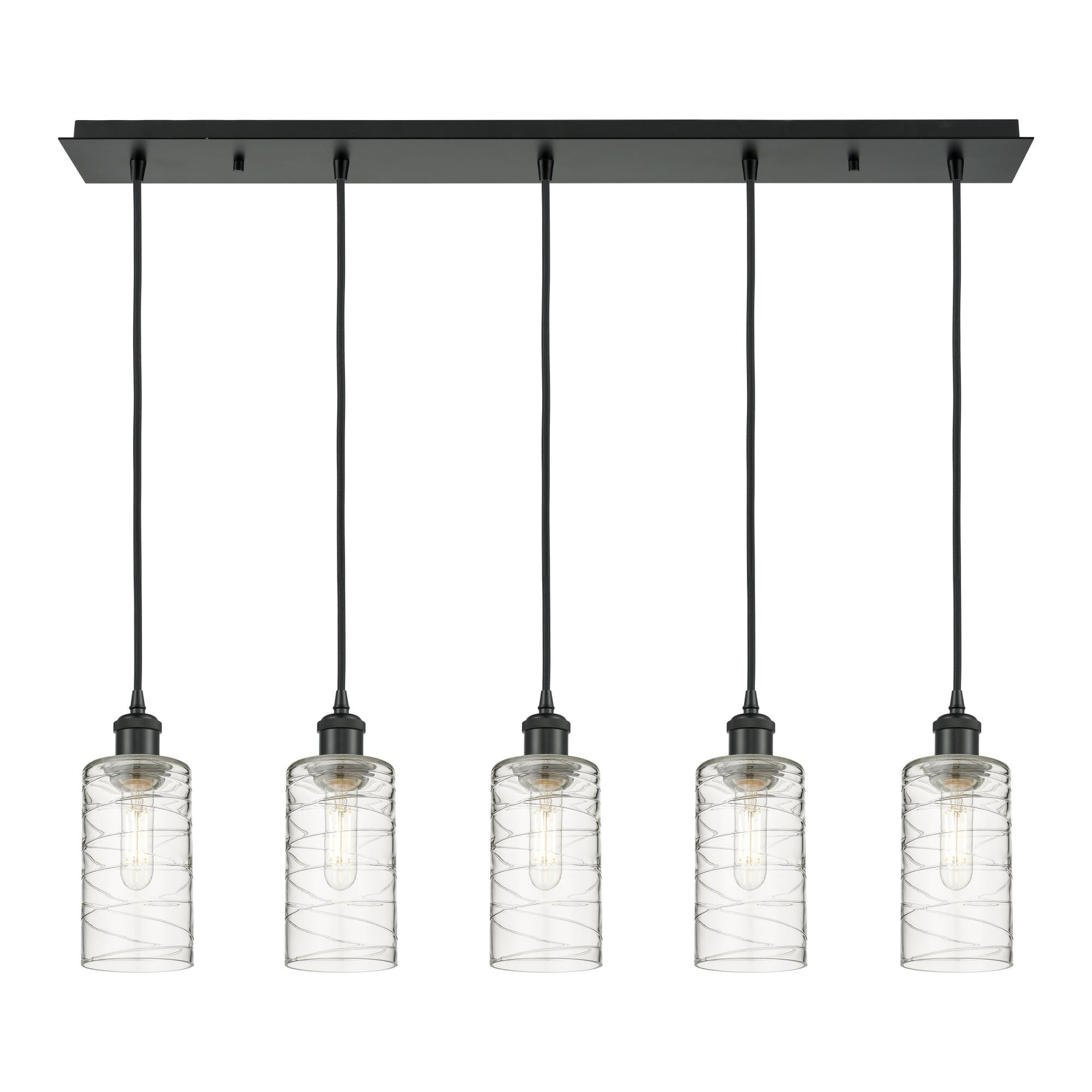 Shown in Matte Black finish and Deco Swirl shade