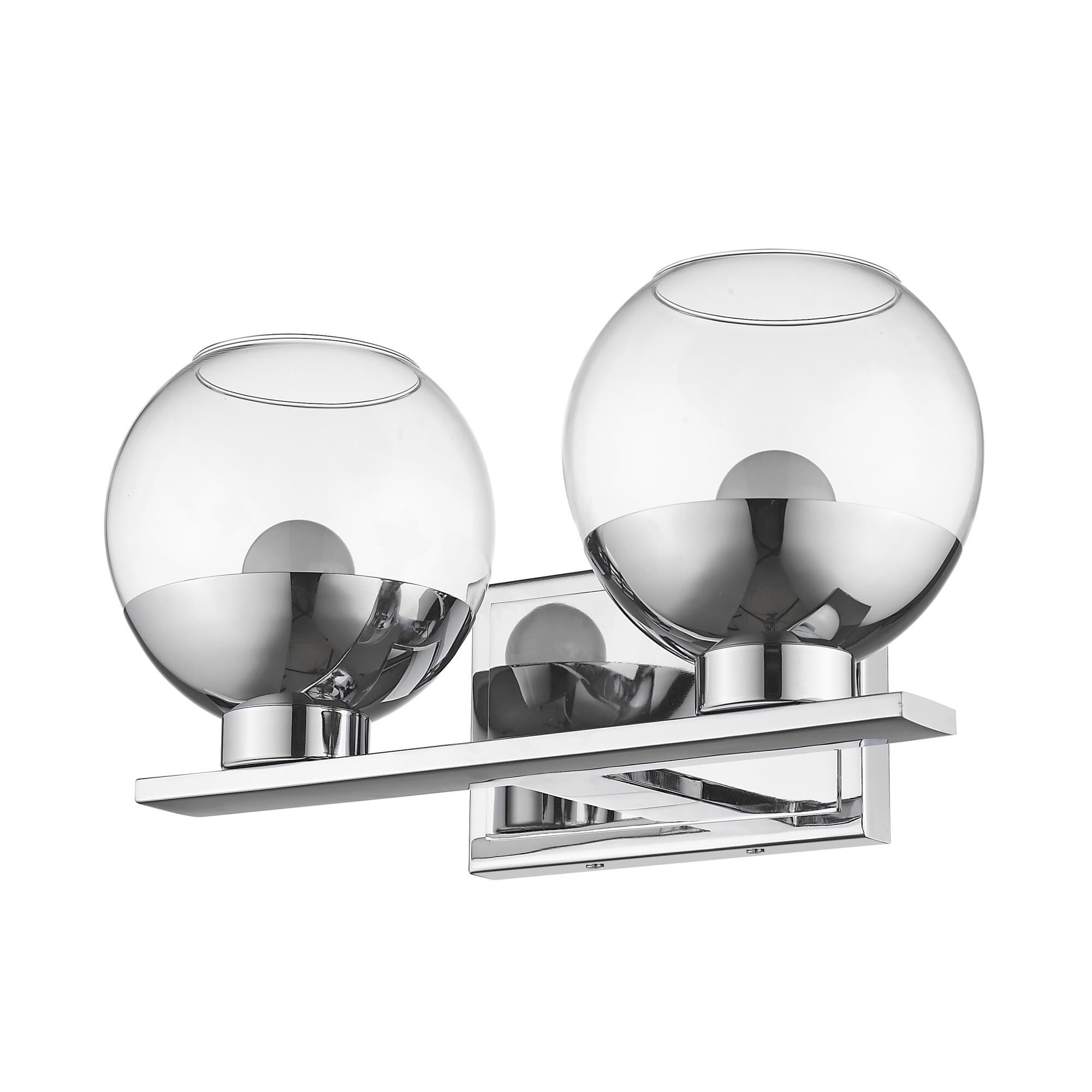 Shown in Chrome finish and Glass shade