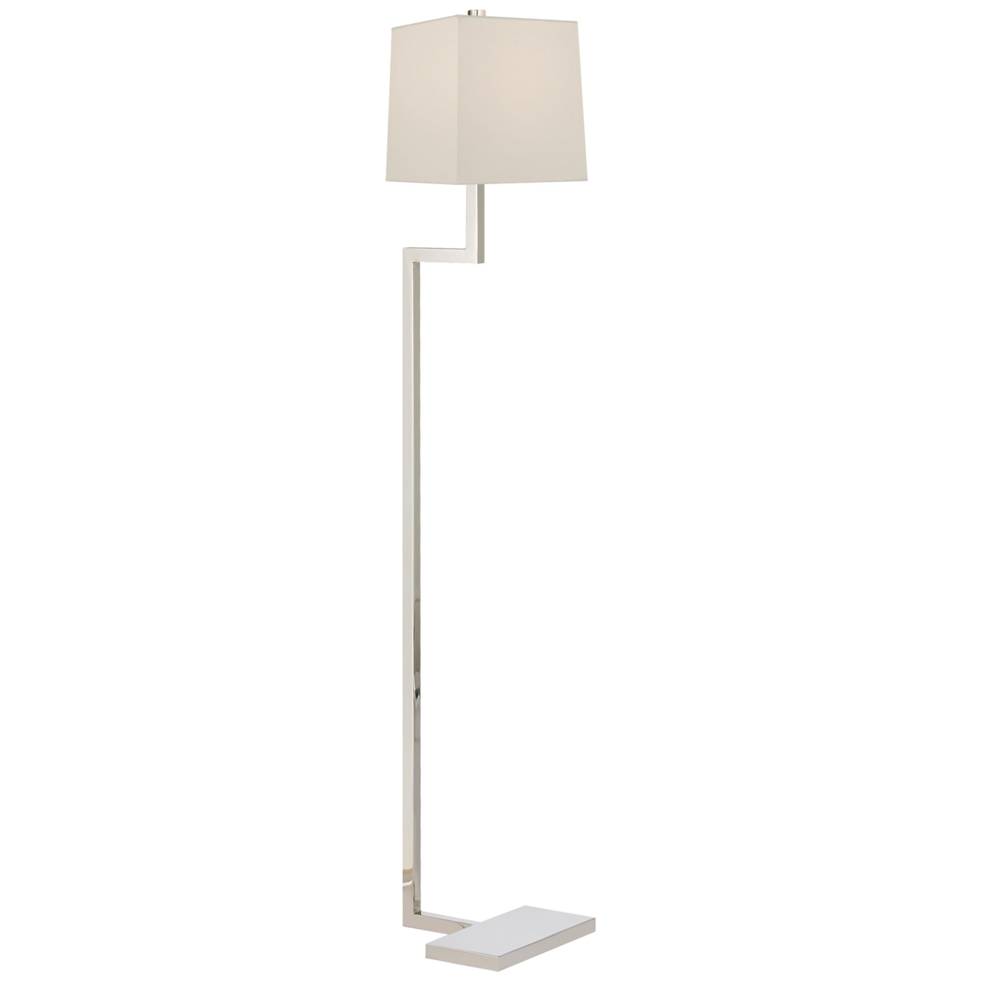 Shown in Polished Nickel finish and Square Linen shade