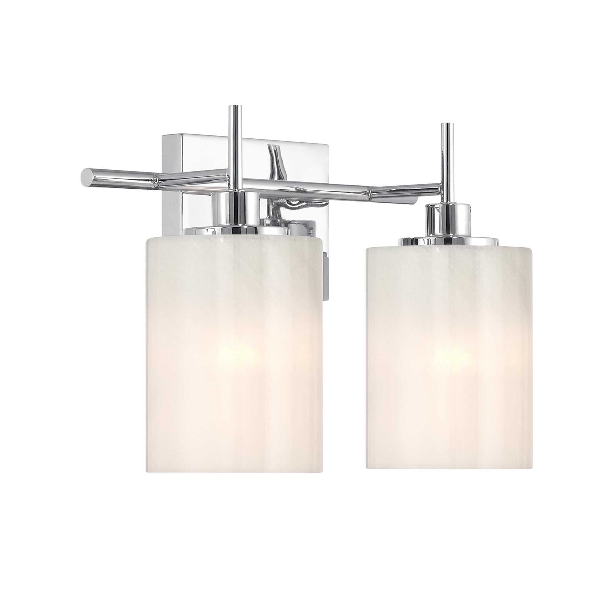 Shown in Chrome finish and White Strie glass