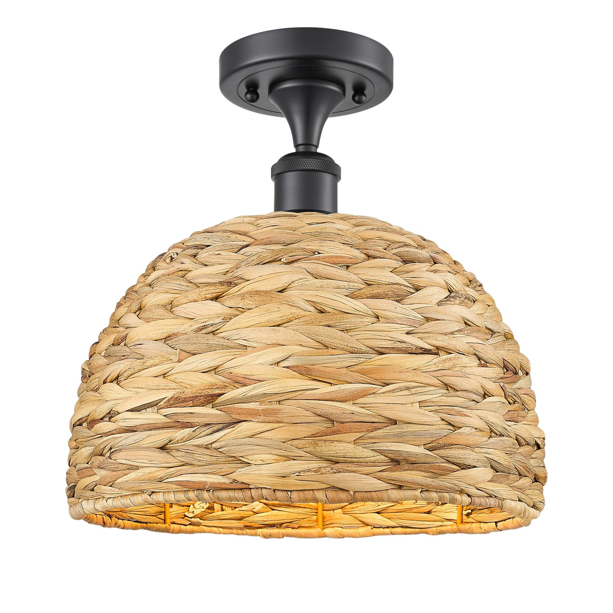 Bruno Marashlian Woven Rattan 12 Inch Semi Flush Mount by Innovations Lighting