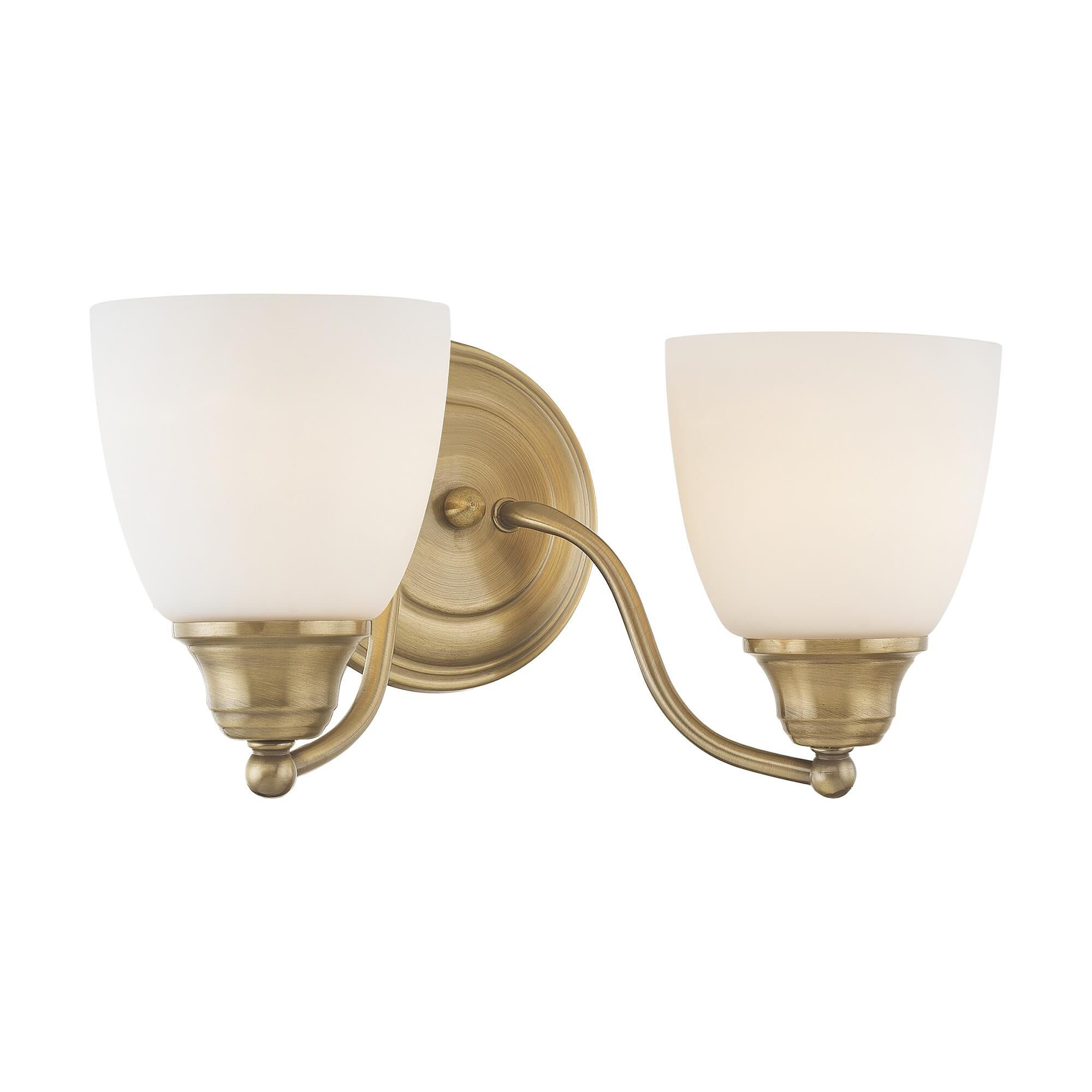 Shown in Antique Brass finish and Hand Blown Satin Opal White glass