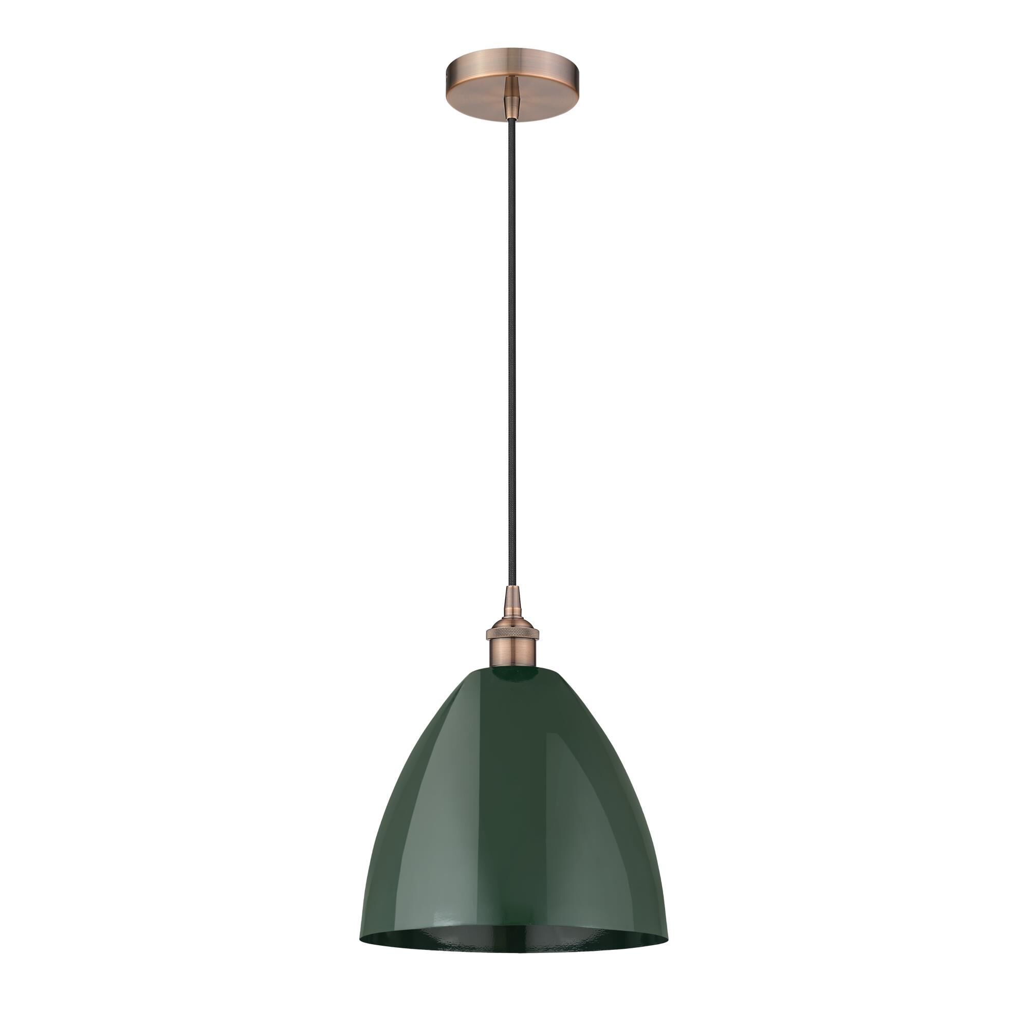 Shown in Antique Copper finish and Green Plymouth Dome shade