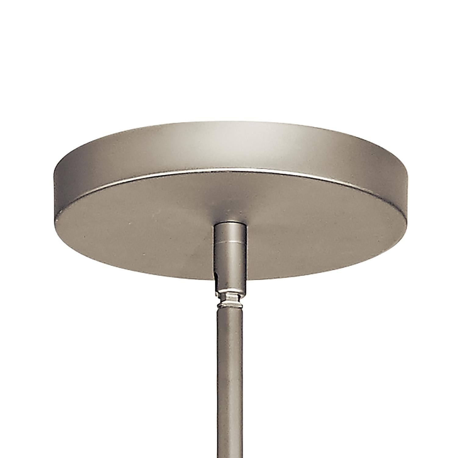 Shown in Satin Nickel finish and White Linen Fabric shade