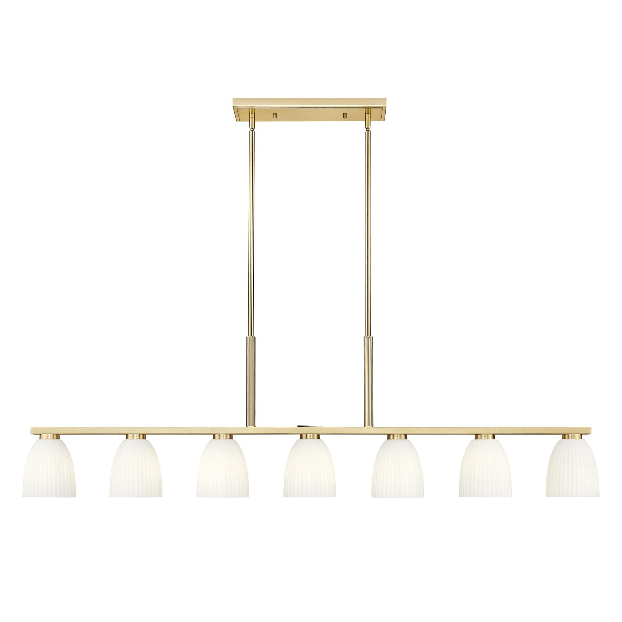 Shown in Modern Gold finish and Matte Opal glass and Matte Opal shade