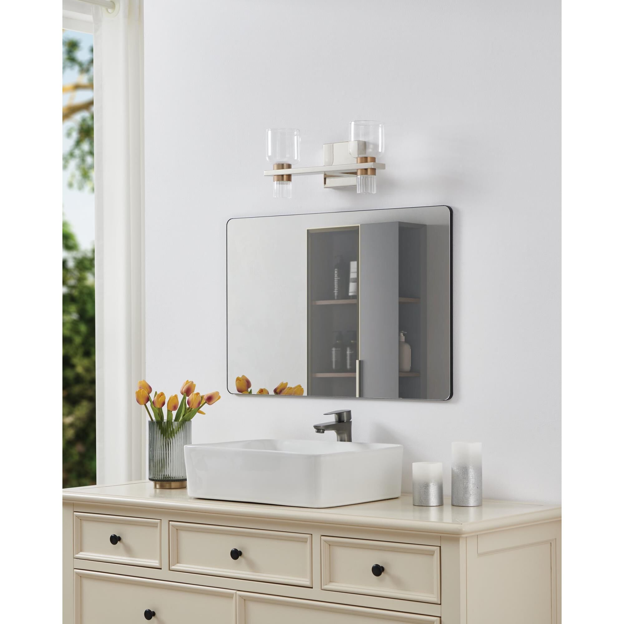 Shown in Polished Nickel finish and Clear, Clear Ribbed glass