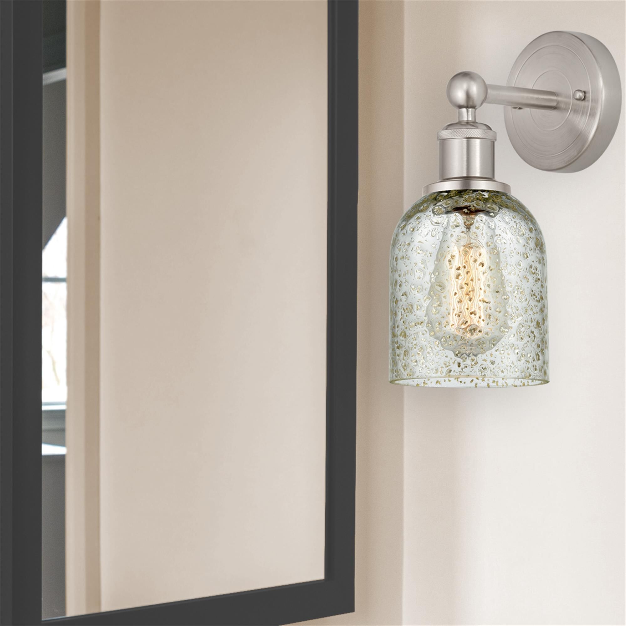 Shown in Brushed Satin Nickel  finish and Mica glass
