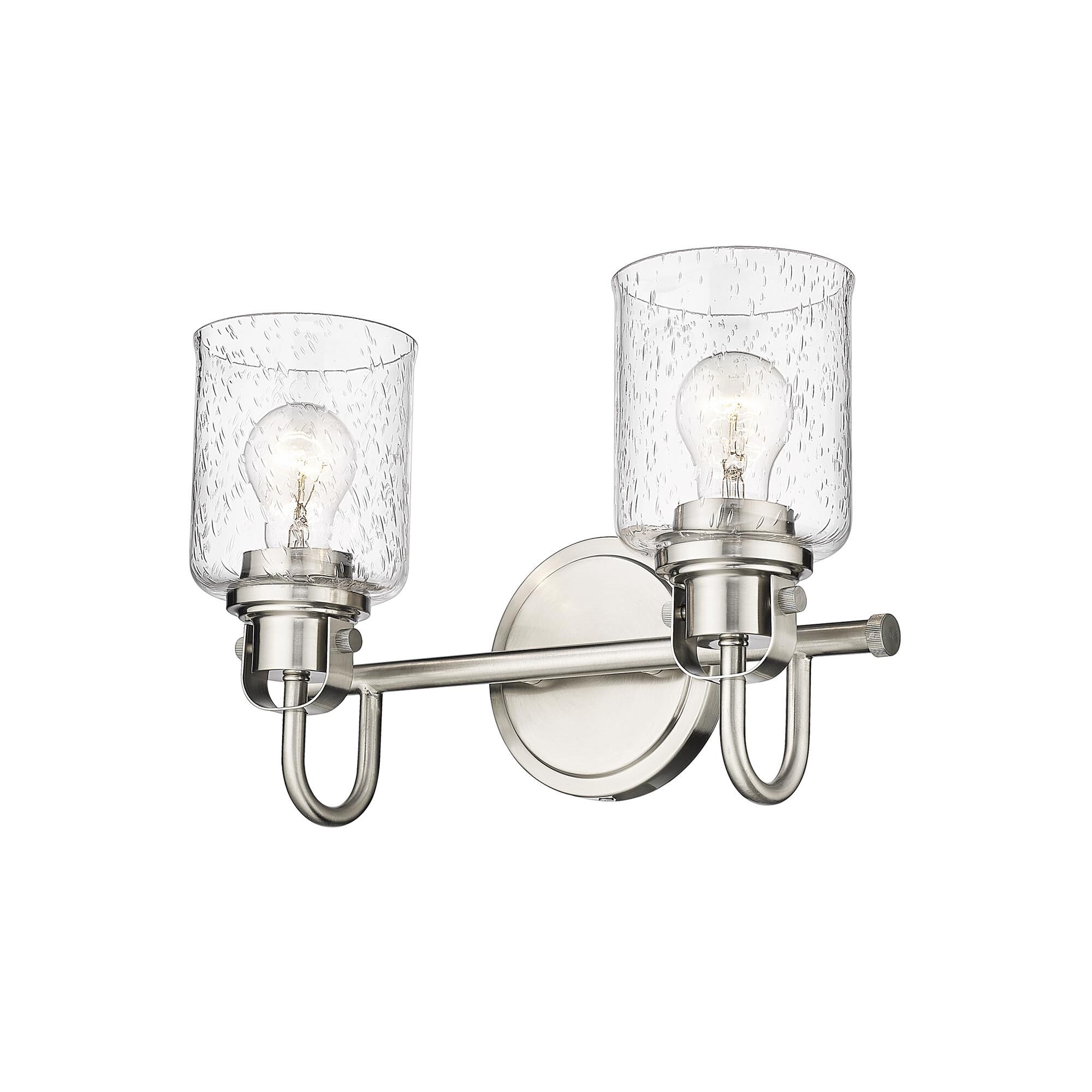 Shown in Brushed Nickel finish and Glass shade