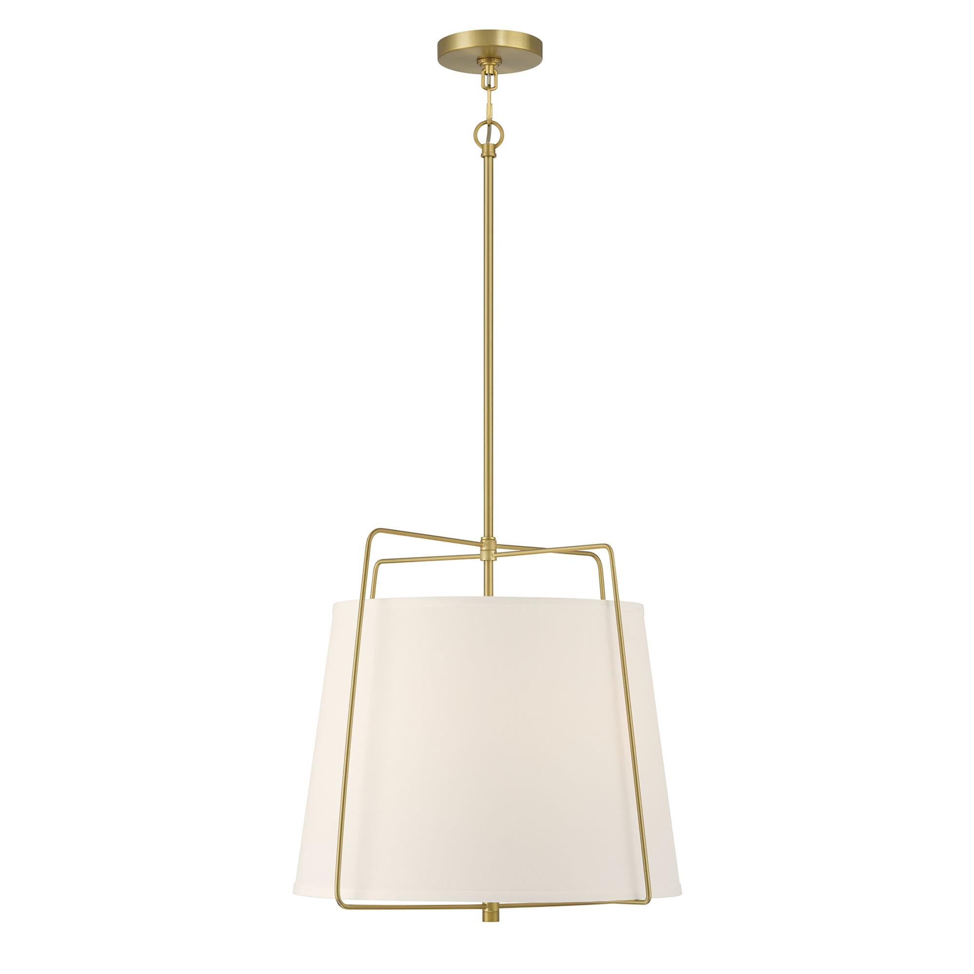 Shown in Vintage Brass finish and White glass