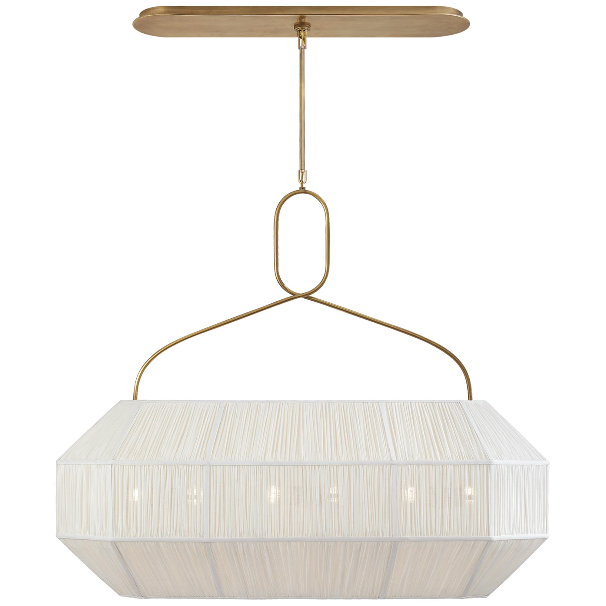 Shown in Antique-Burnished Brass finish and Rectangular Linen shade