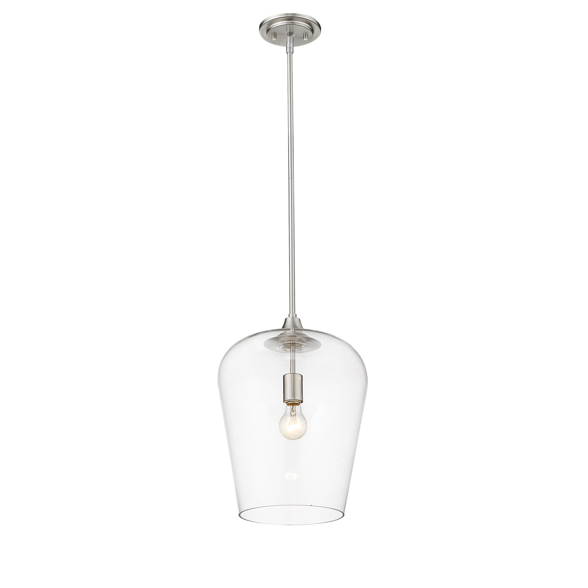 Shown in Brushed Nickel finish and Glass shade