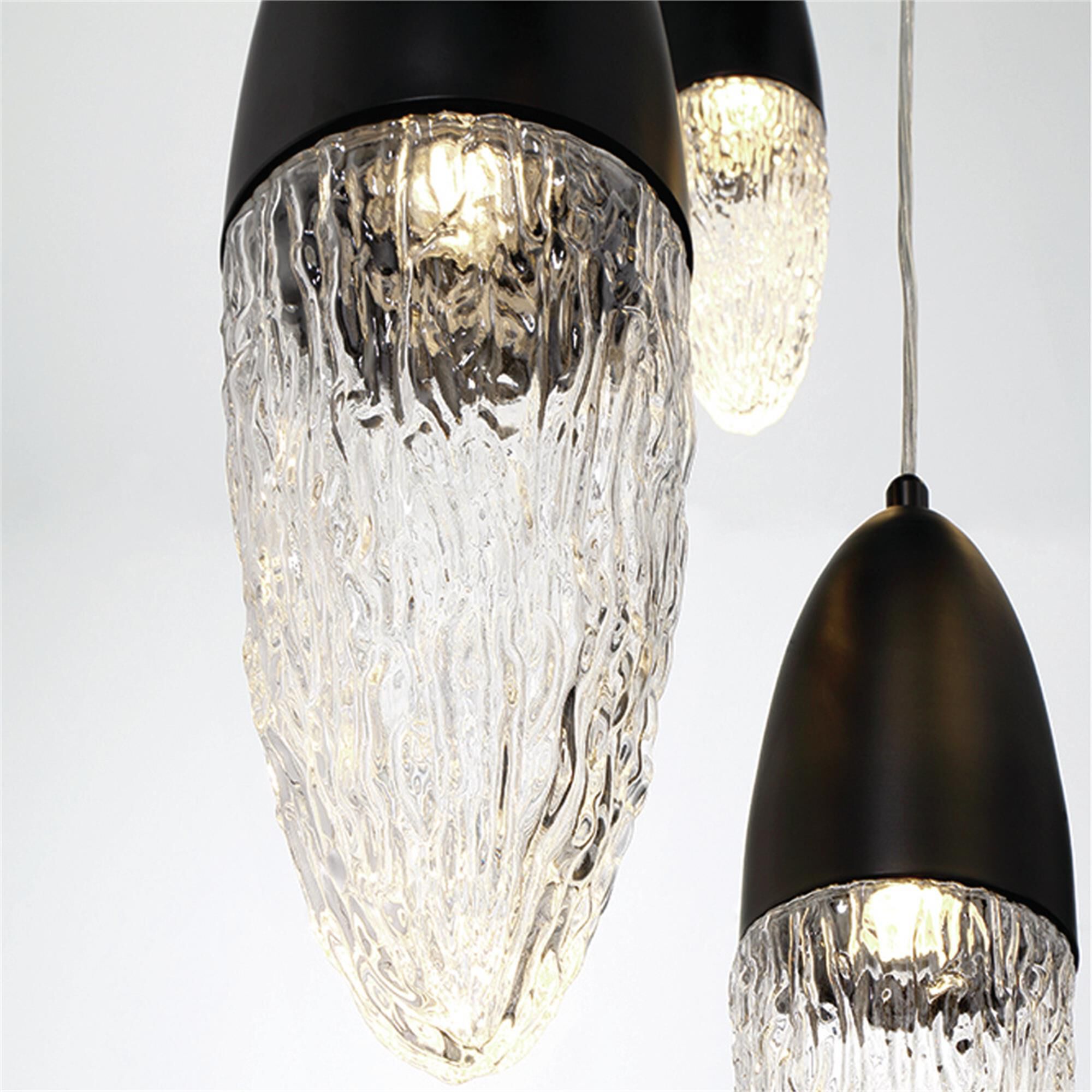 Shown in Black finish and Clear glass