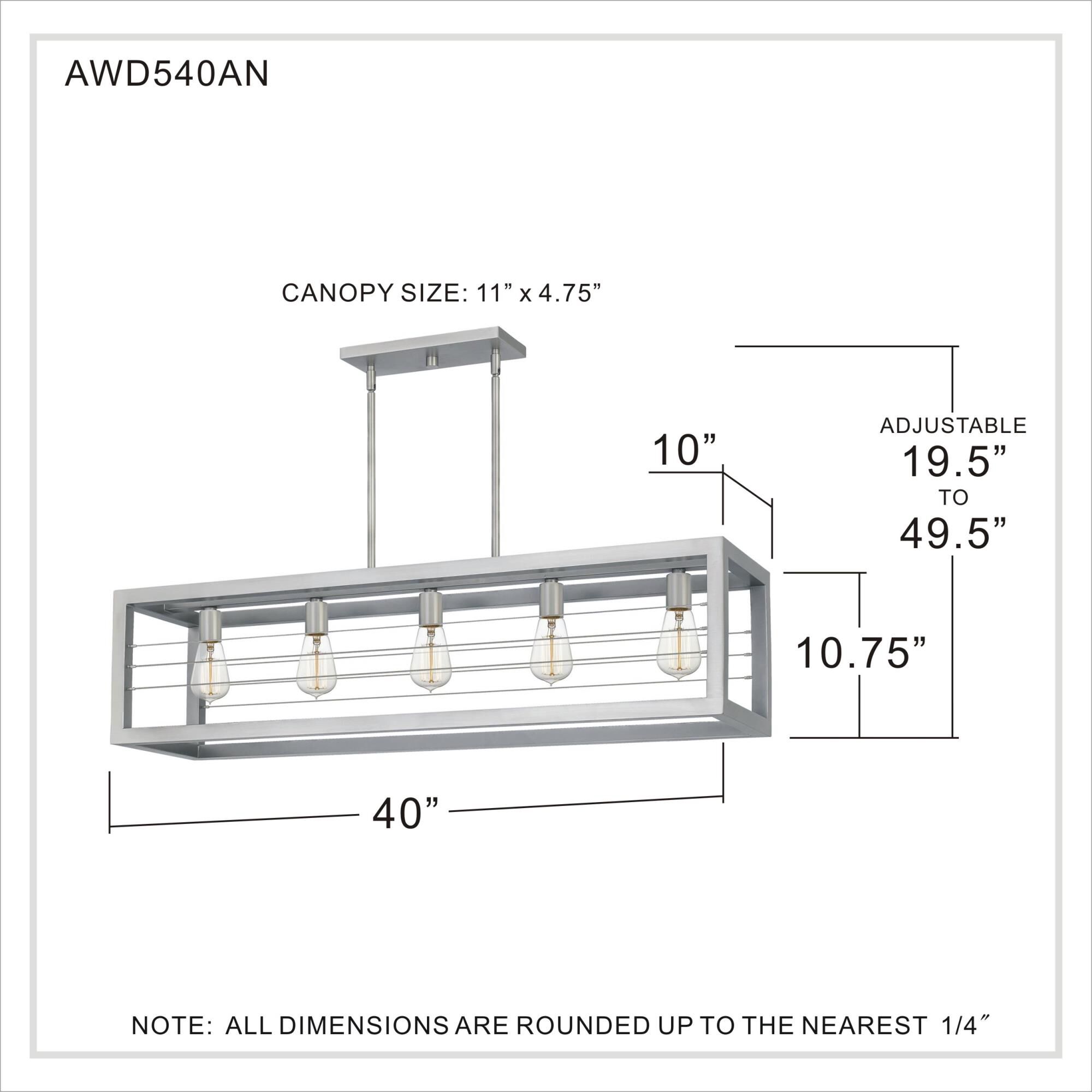 40 Inch 5 Light Linear Suspension Light by Quoizel