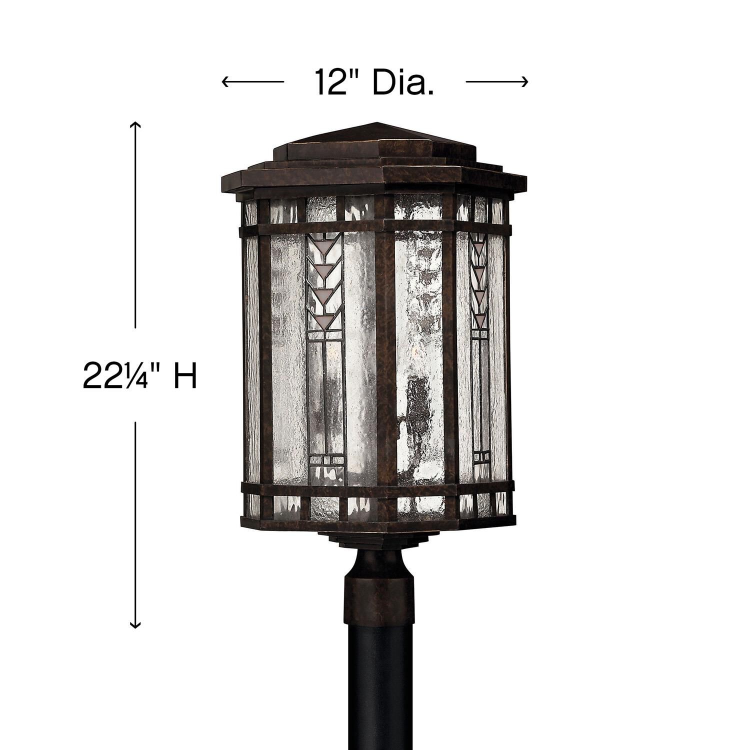 Shown in Regency Bronze finish and Clear Seedy Water  With Copper Foil Art  Accents glass