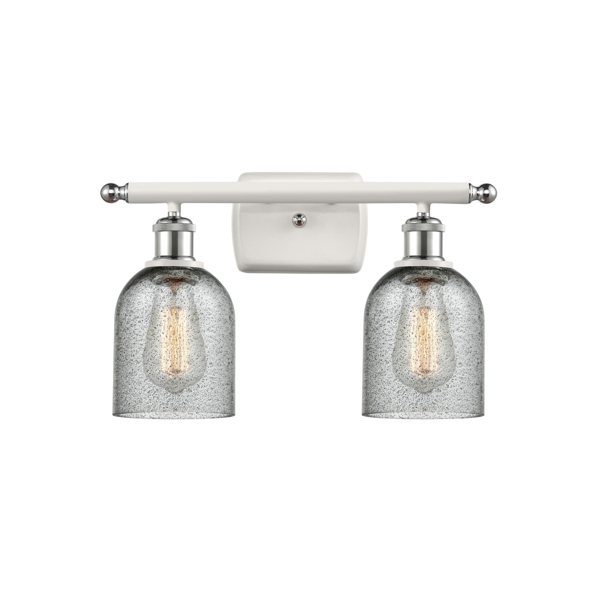 Shown in White And Polished Chrome finish and Bell glass and Glass shade and Polished Chrome accent