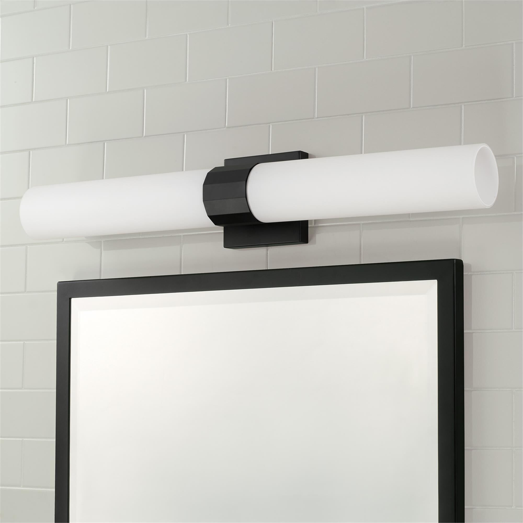 Shown in Matte Black finish and Soft White glass