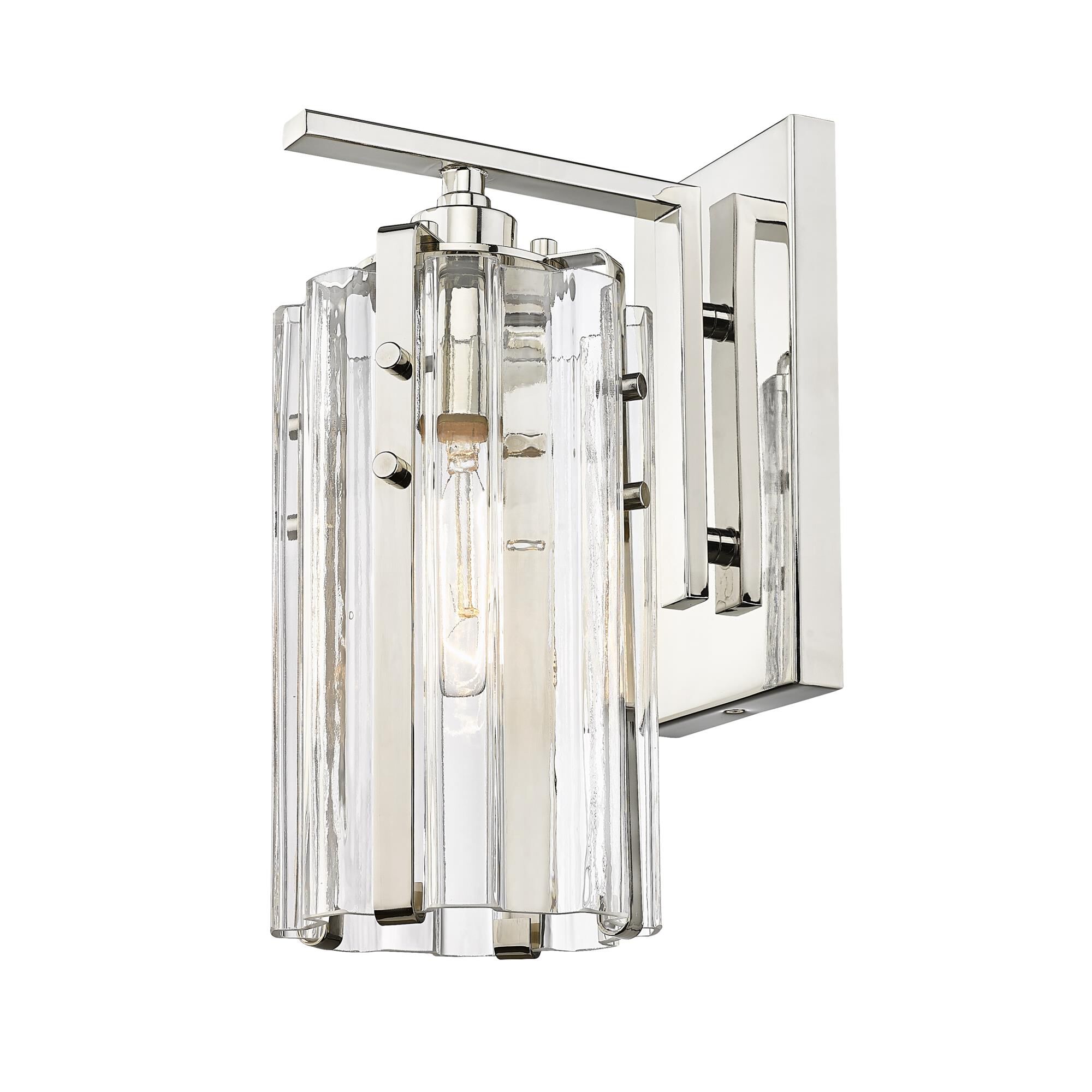 Shown in Polished Nickel finish and Clear glass and Clear shade
