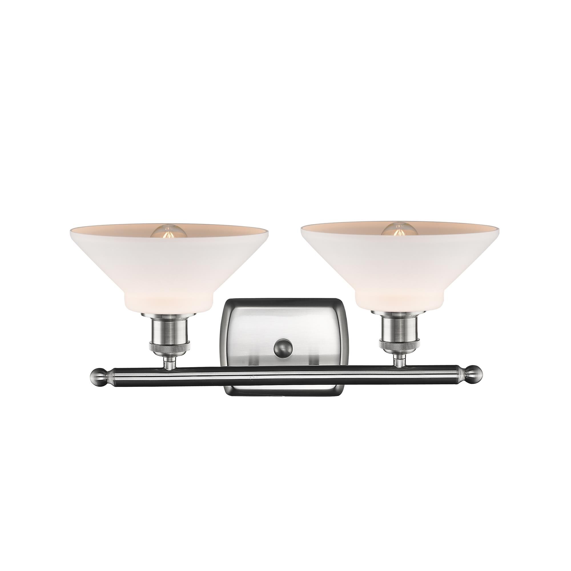 Shown in Satin Nickel finish and Matte White - Disc glass