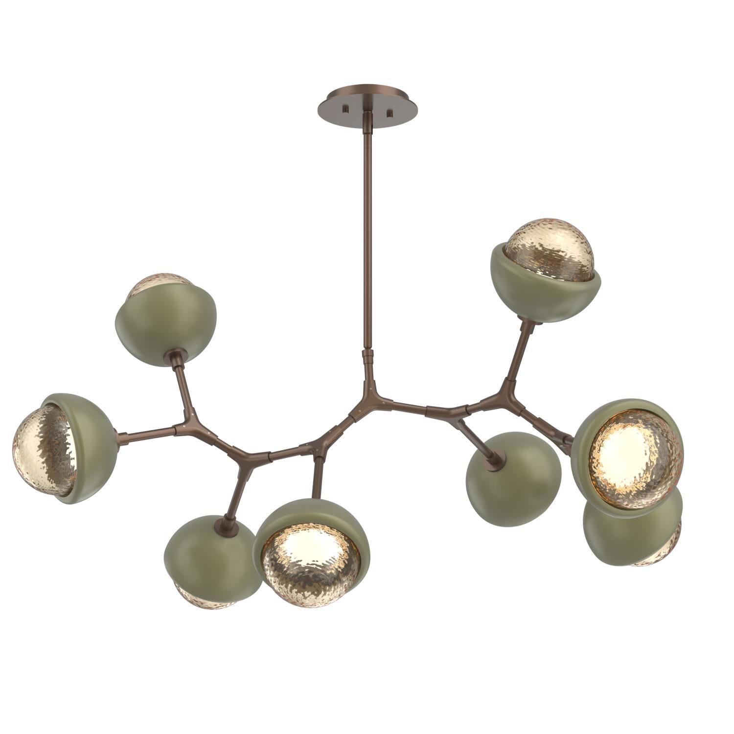 Shown in Burnished Bronze finish and Amber glass and Sage Green accent
