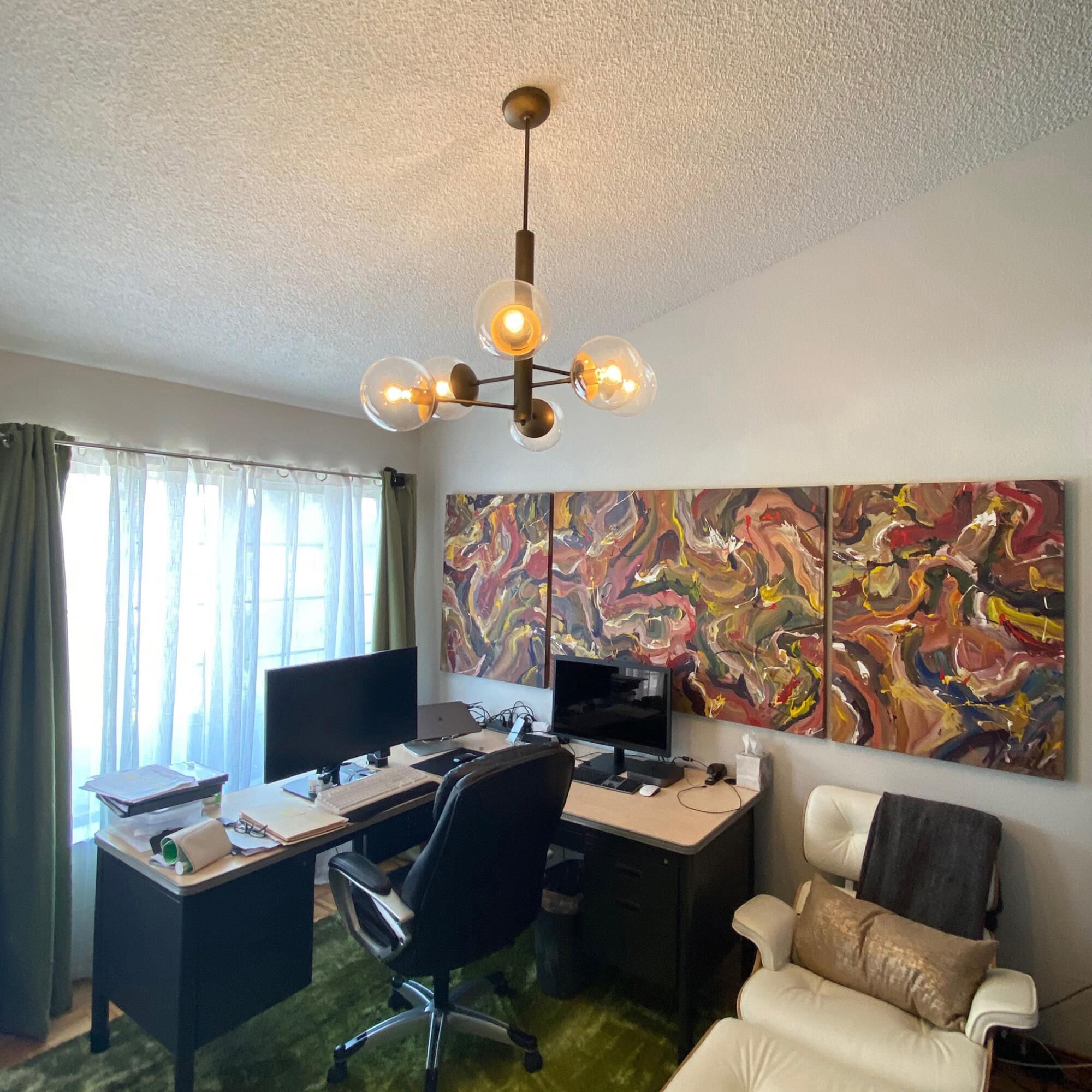 Mid-Century 32 Inch 6 Light Chandelier by Varaluz