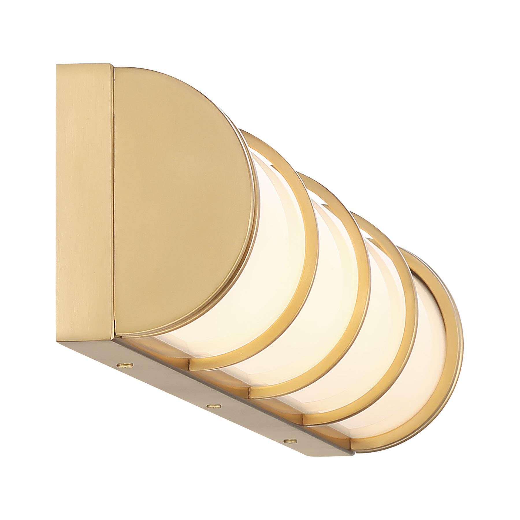 Shown in Warm Brass finish and White Etched glass