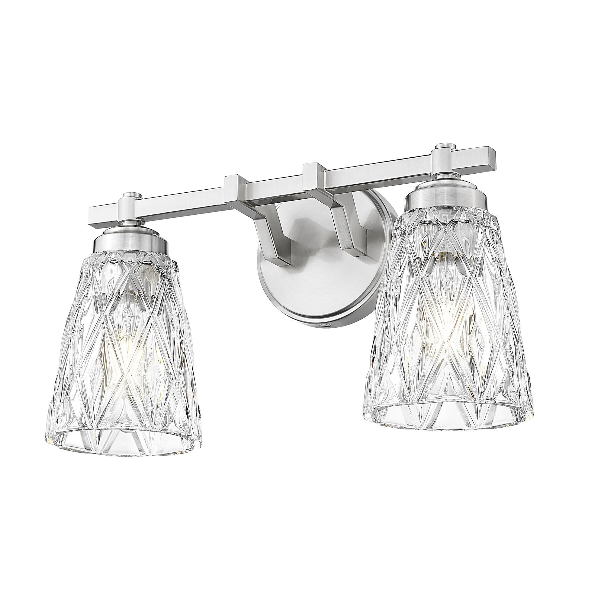 Shown in Brushed Nickel finish and Clear glass