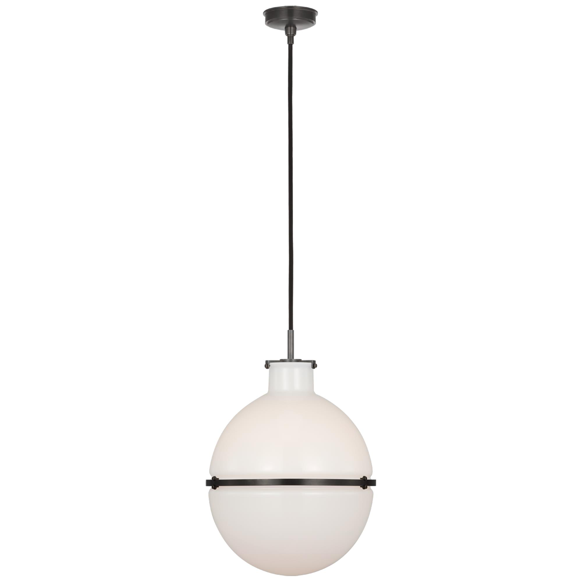 Shown in Bronze finish and White glass