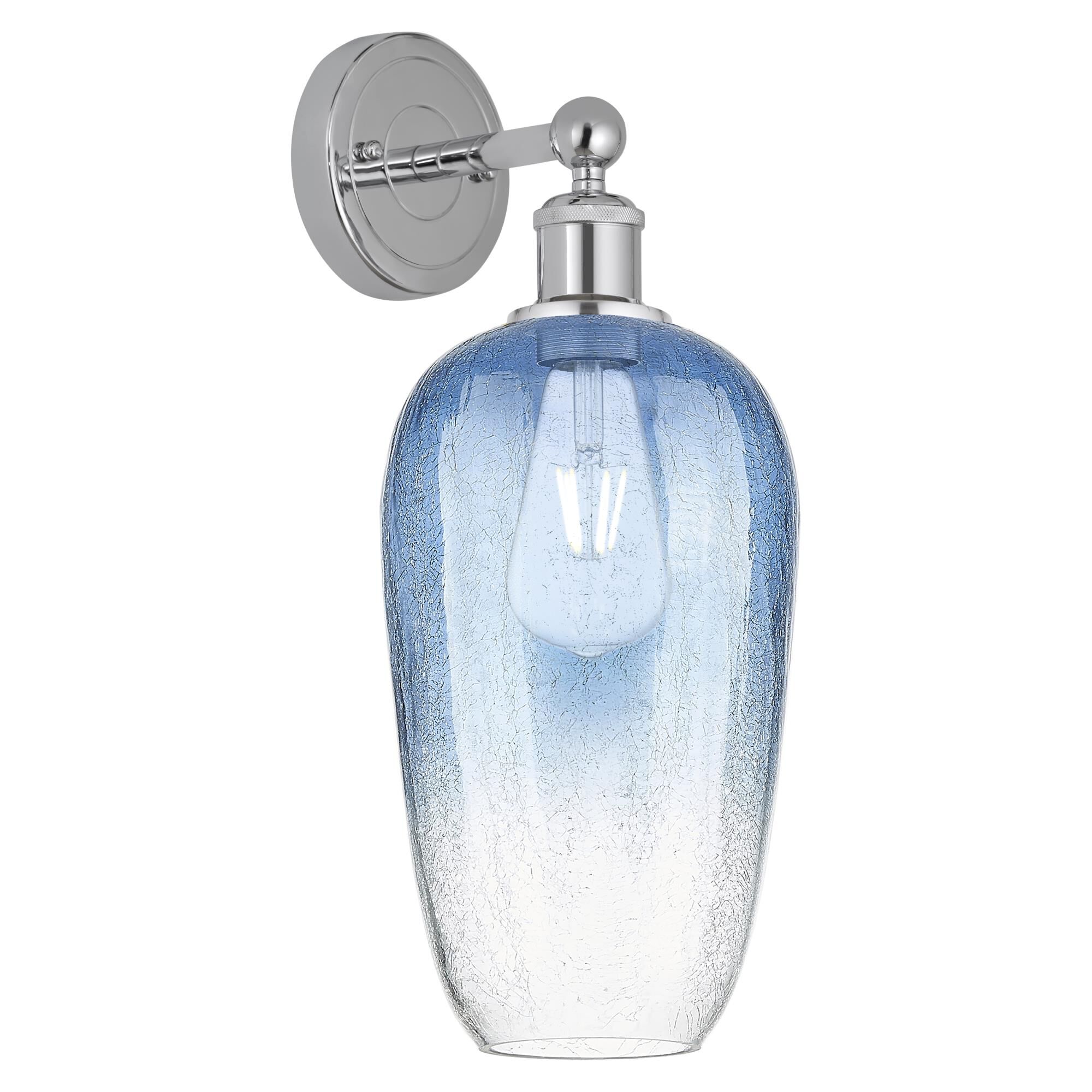 Shown in Polished Chrome finish and Sapphire Blue glass