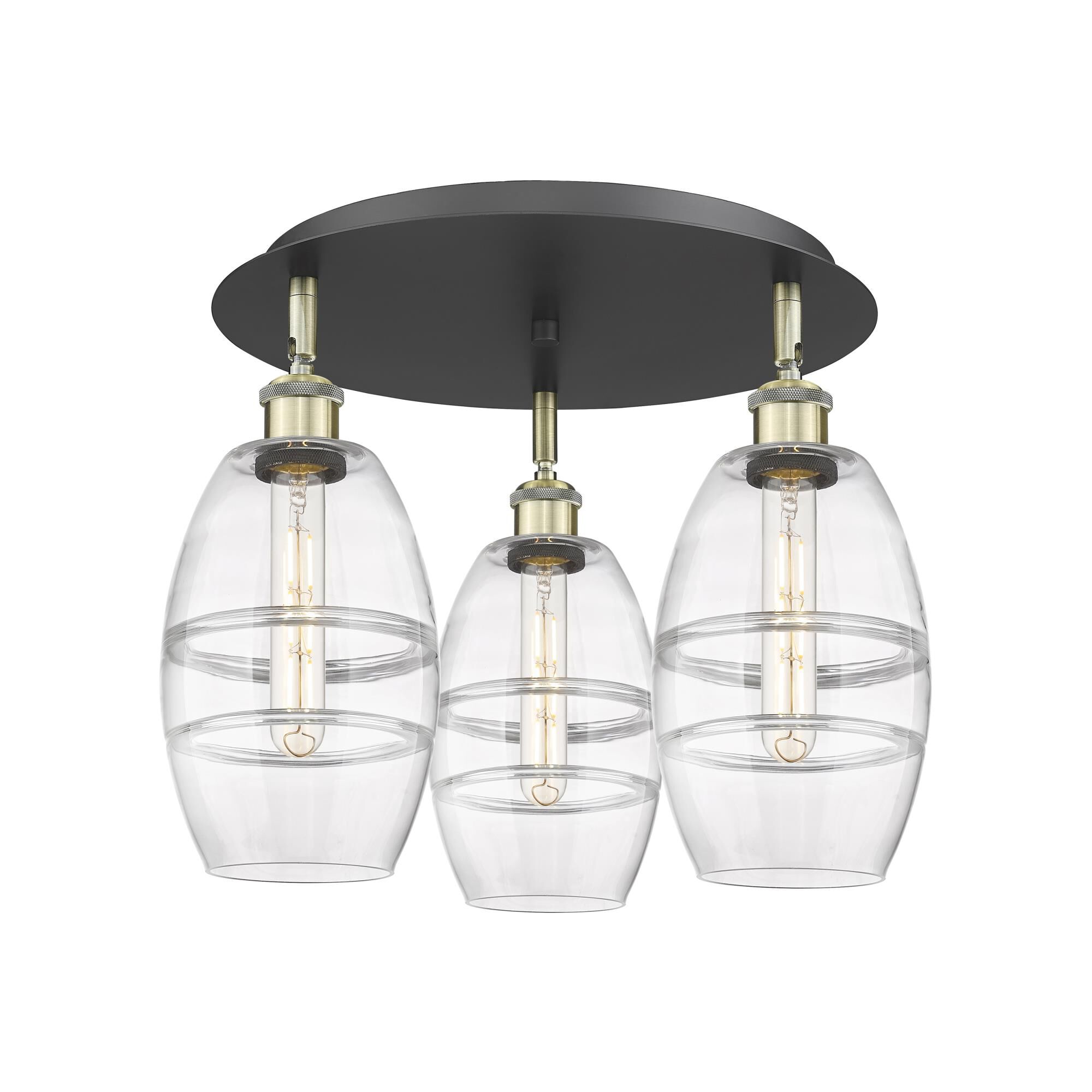 Shown in Black Antique Brass finish and Clear glass