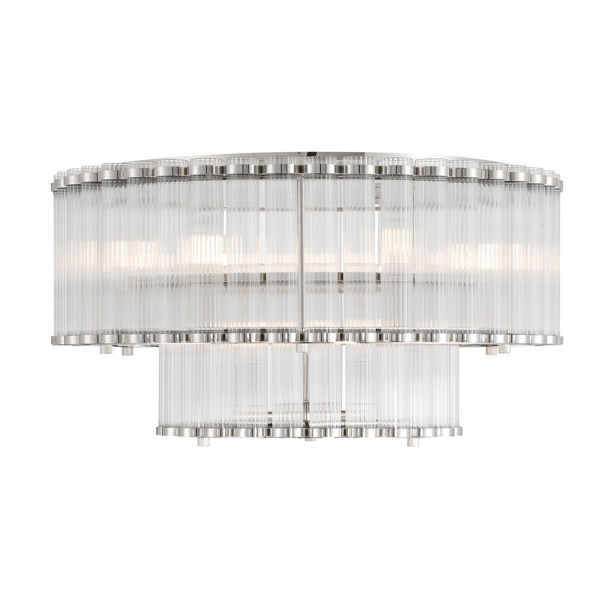 Shown in Polished Nickel finish and Ribbed glass