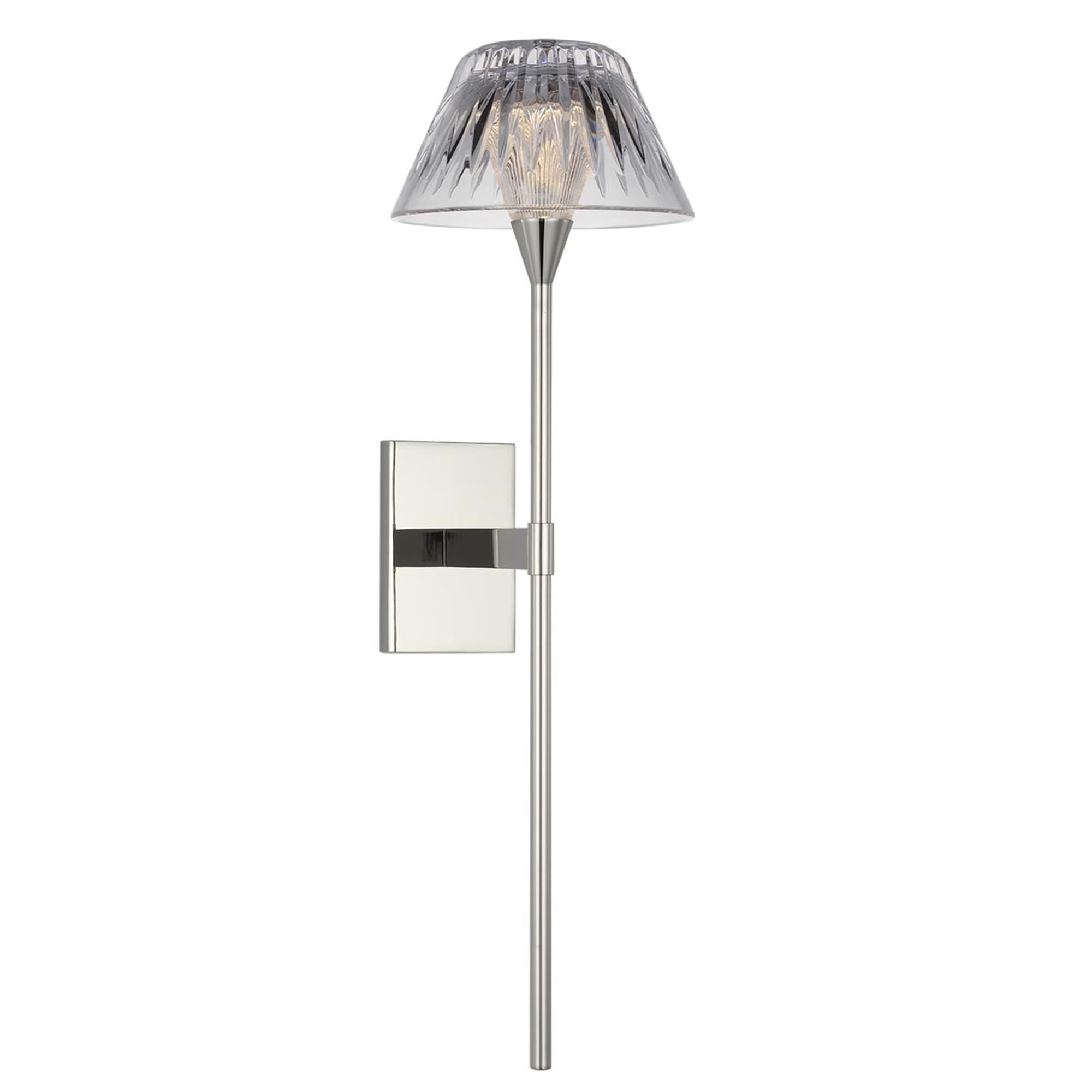 Shown in Polished Nickel finish and Clear crystal