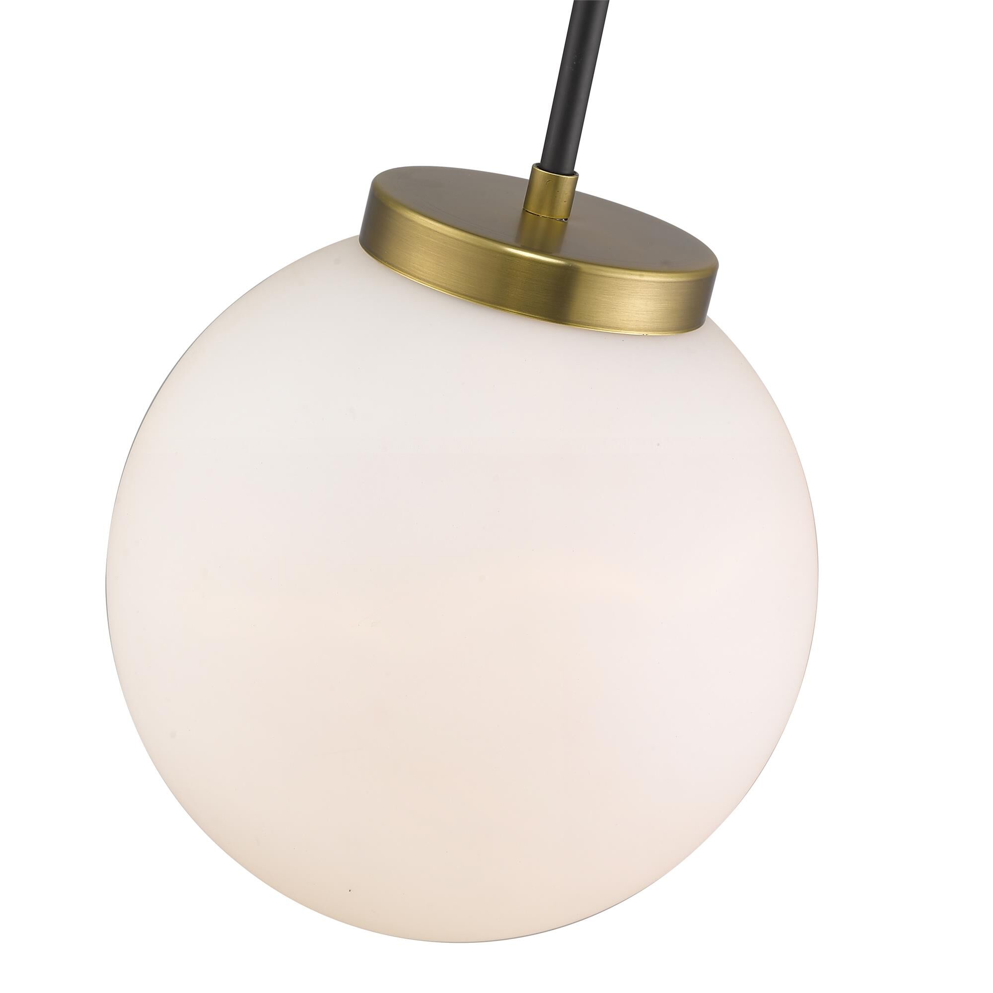 Shown in Matte Black + Olde Brass finish and Glass shade